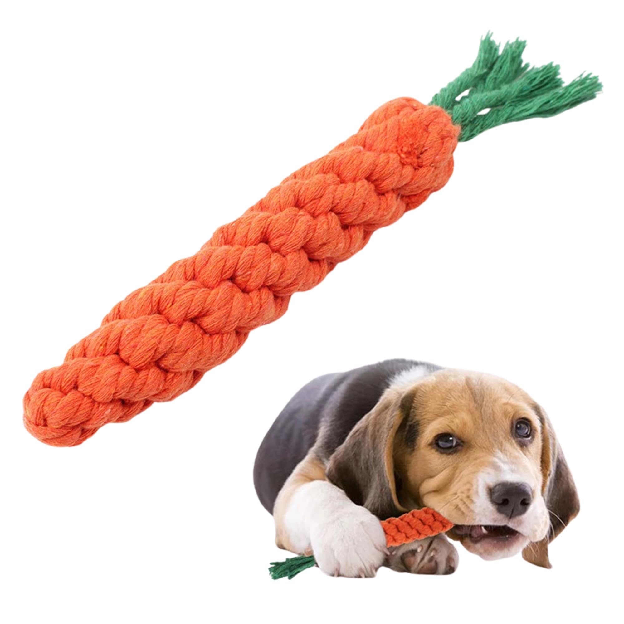 Natural Cotton Dog Rope Toy For Aggressive Chewing | Durable Carrot Plush Chew Toys For Puppies | Teeth Cleaning Pet Toys For Sm