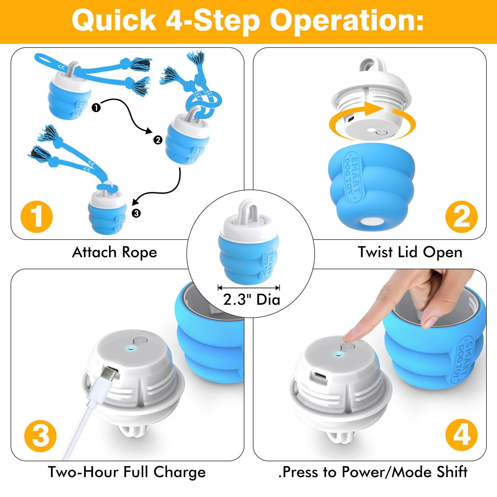 Puhohun Interactive Dog Toys Ball - Fun Moving Dog Toys To Keep Them Busy | Rechargeable Smart Automatic Dog Ball For Large, Med