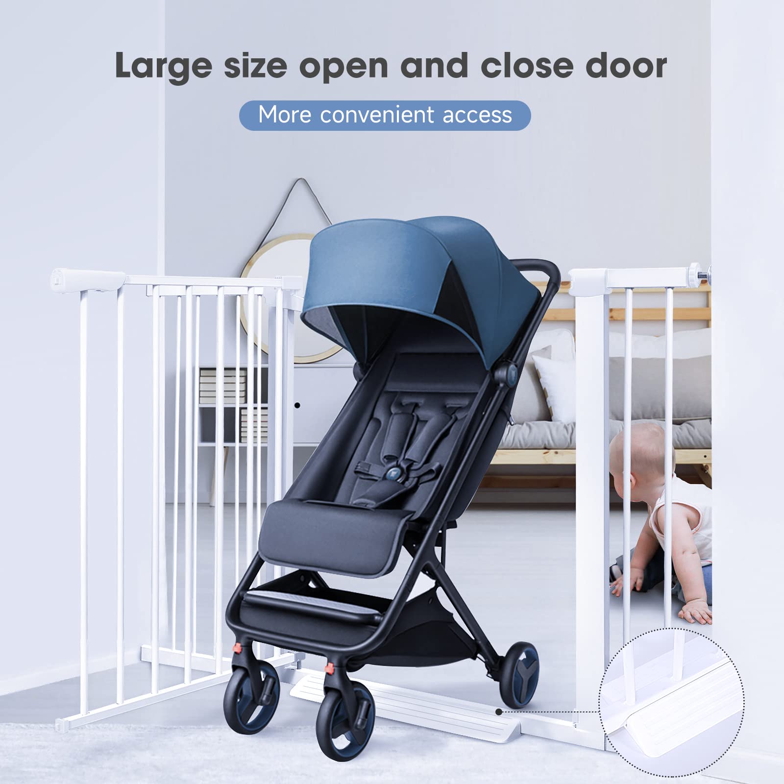 (85-100 inches Width) Large Baby Gate for Stairs, Doorways, Extra Wide Baby Gate Indoor, Metal, Durability Dog Gates for The Hou