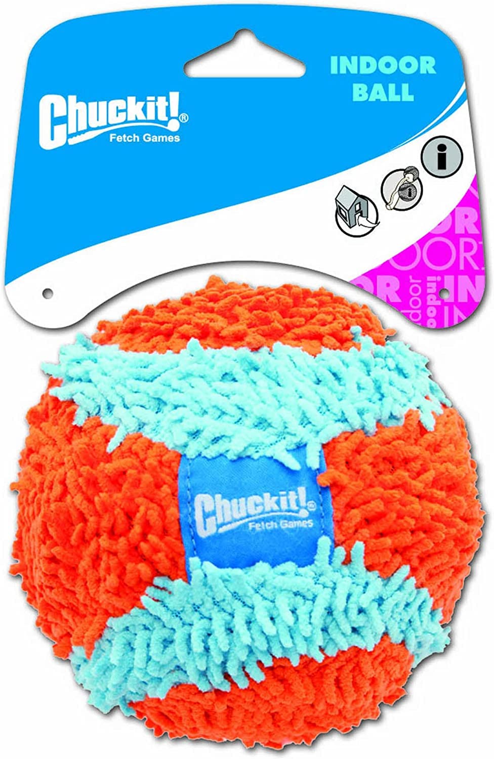 Petmate 213201 4.6'' Medium Orange/Blue Chuckit! Indoor Ball (Pack Of 2)