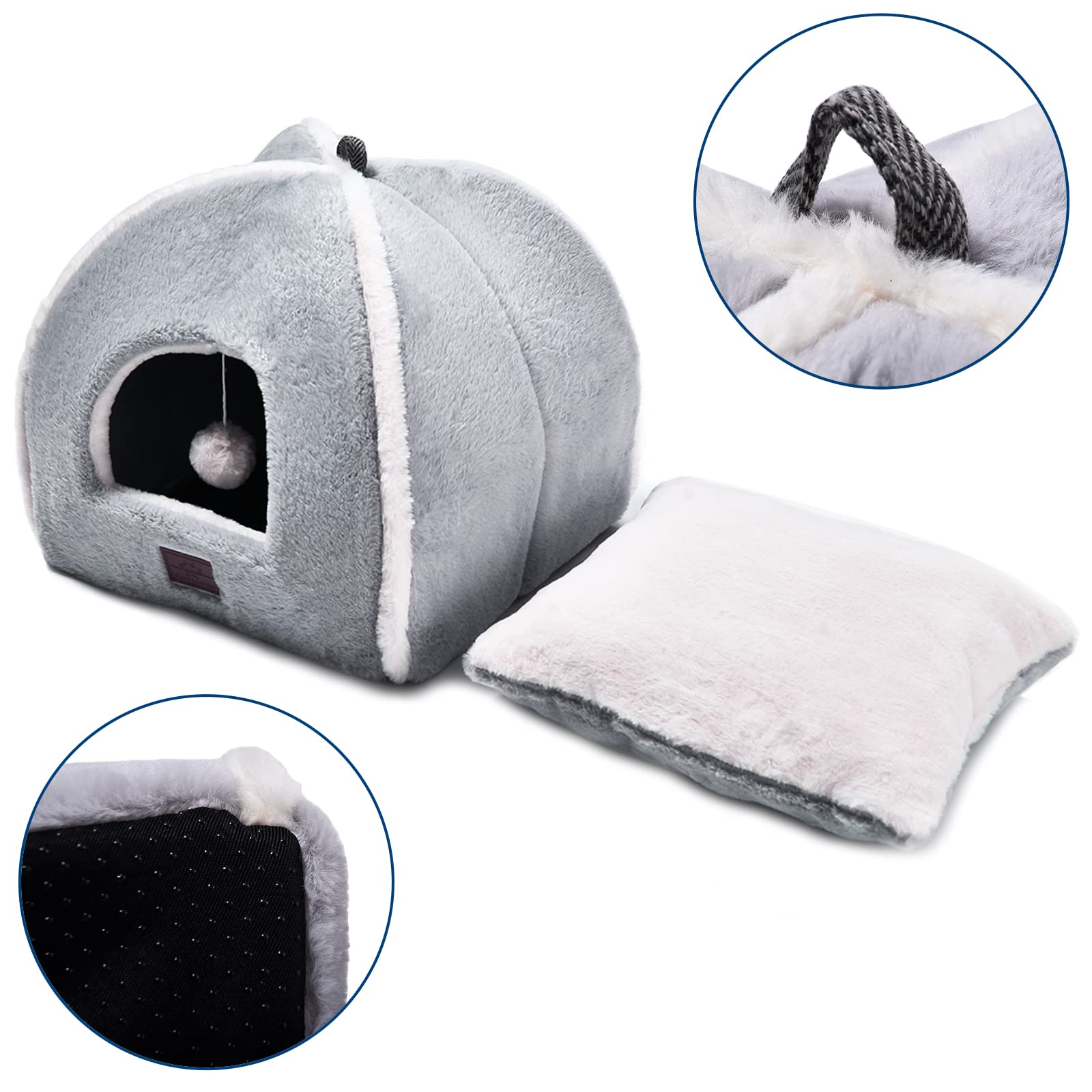 Cat Bed For Indoor Cats - Cat Cave Bed Cat House Cat Tent With Removable Washable Cushioned Pillow, Soft And Self Warming Kitten