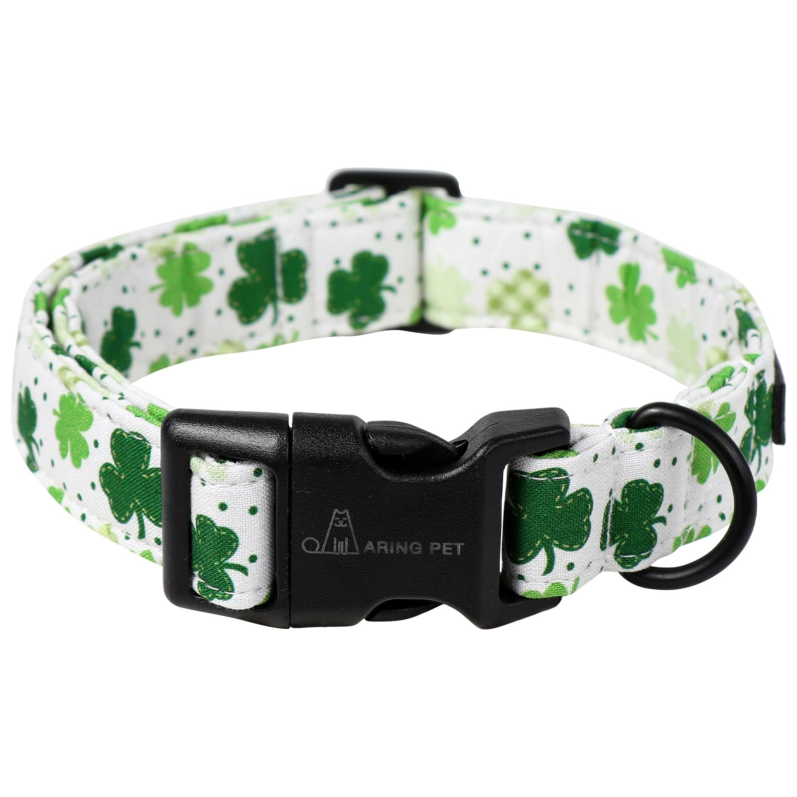 Aring Pet St Patrick'S Day Dog Collar-Cute Clovers Dog Collar, Adjustable Cotton Shamrock Pet Collar Puppy Collars With Quick Re