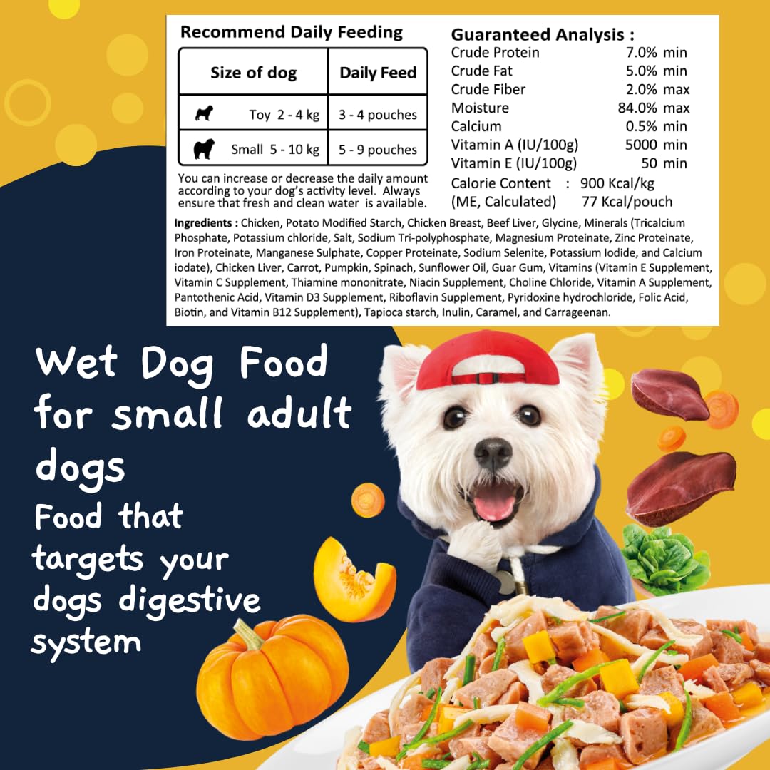 MOOCHIE Grain Free Small Dogs Wet Dog Food - Digestive Care - Real Chicken, Beef & Vegetable - No Artificial Flavors or Preserva