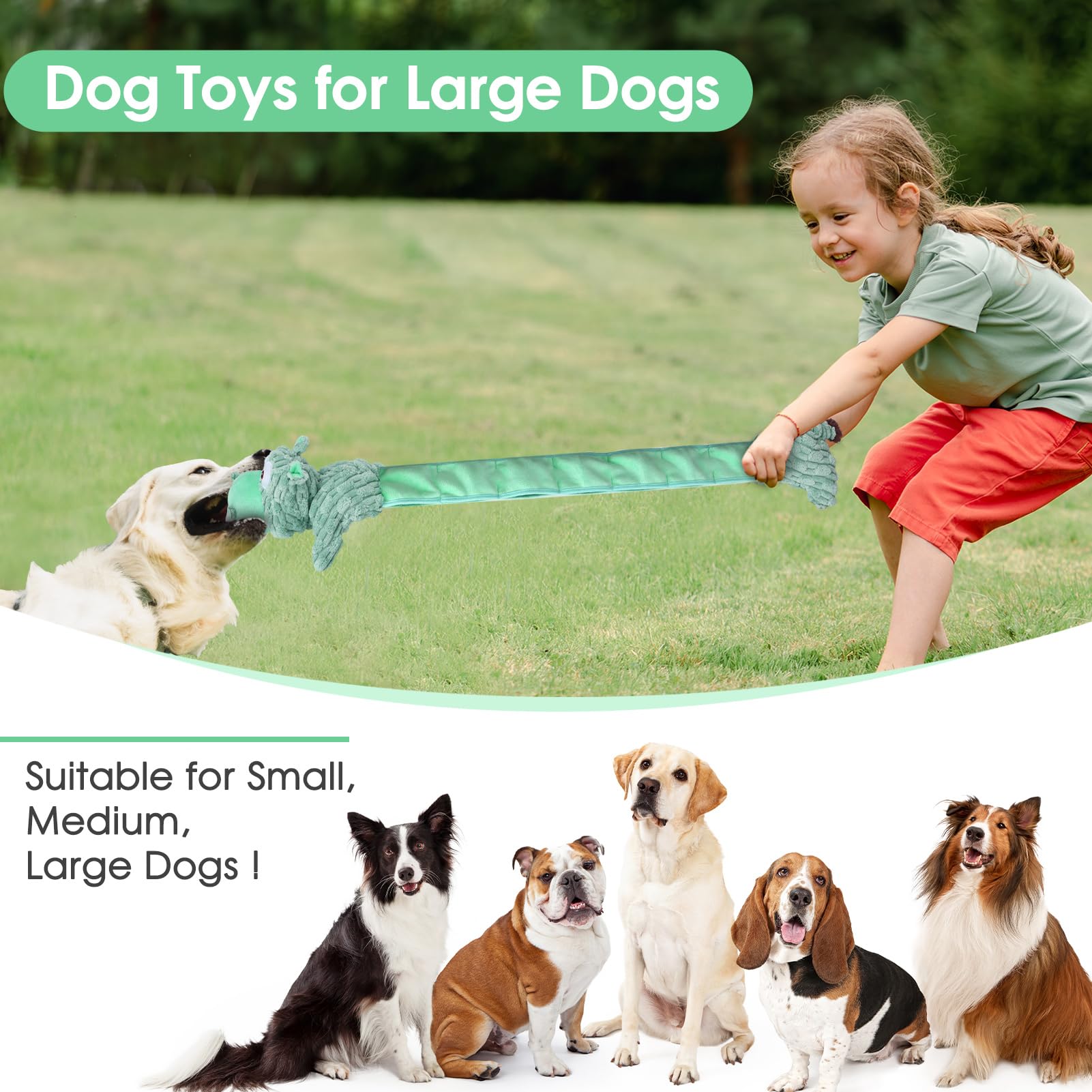 Large Squeaky Dog Toys And Interactive Dog Tug-Of-War Toy, Tough Plush Dog Toy, Cute Puppy Toys, Pet Chewable Toys Plaything For