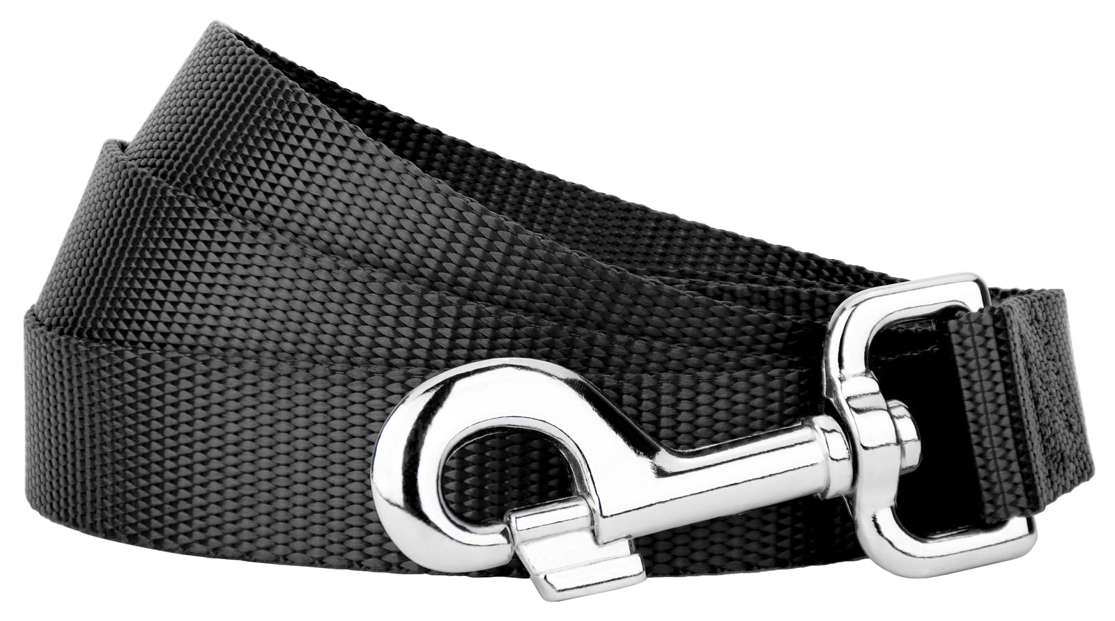 Country Brook Petz - 1 Inch Solid Color Nylon Dog Leash - Durable Clip - Soft Handle (1 Inch Wide, 6 Foot, Black)