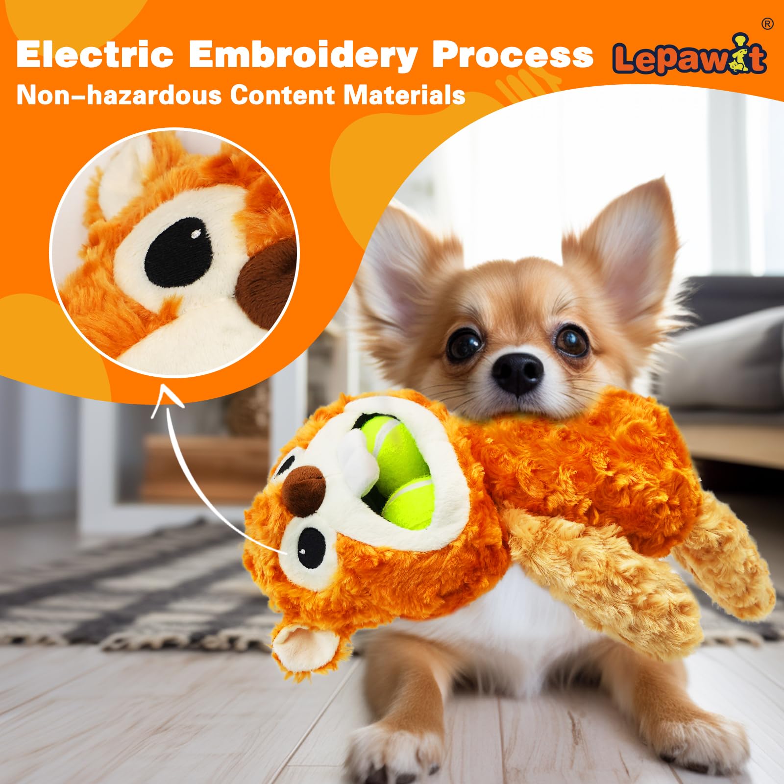 Lepawit Squeaky Dog Toys, Cute Groundhog Interactive Dog Toys With Two Balls For Small Medium And Large Dogs