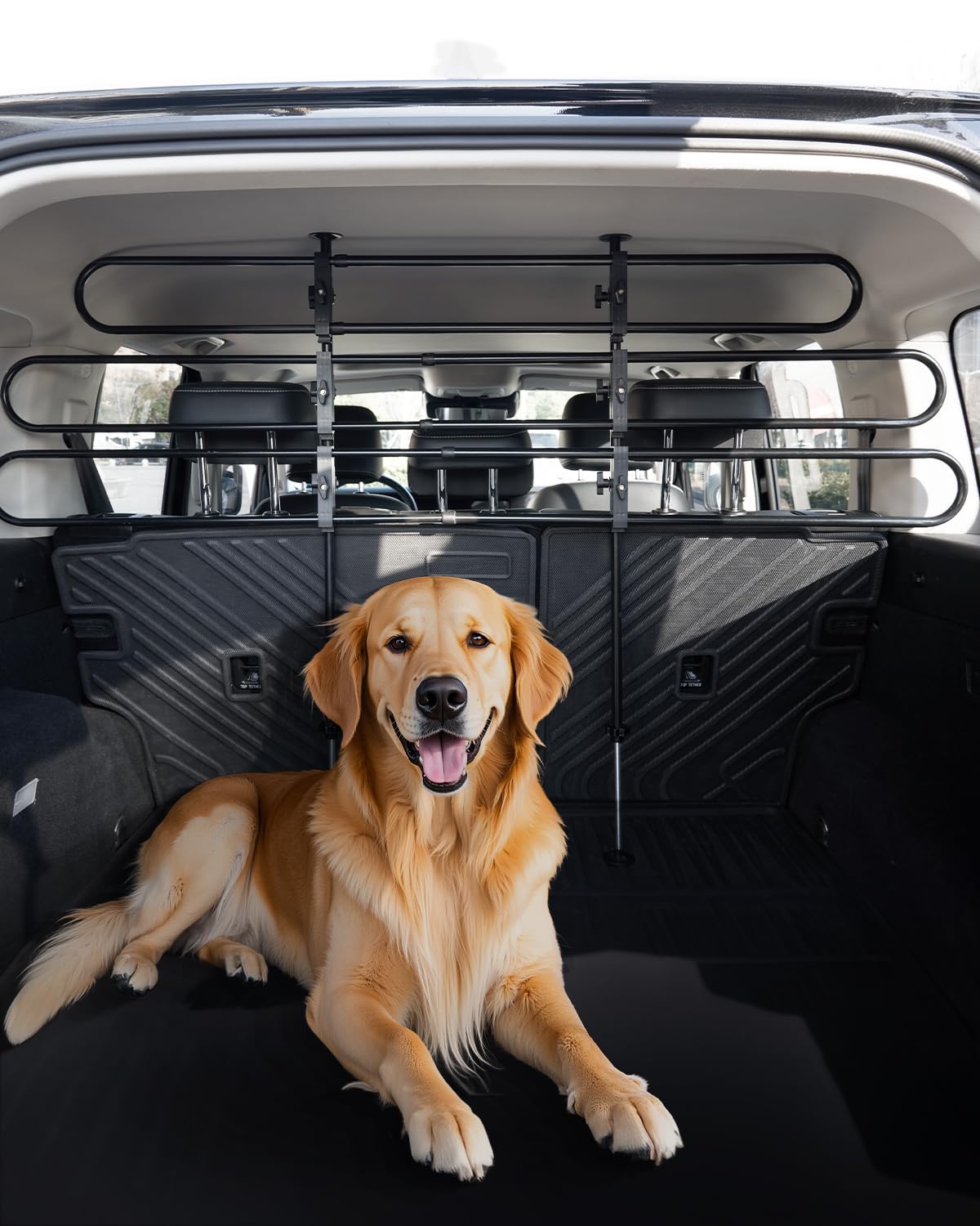 VEVOR Dog Car Barrier, Adjustable Universal-Fit Vehicle Pet Barrier for Cars, Trucks and SUVs, Easy to Install Dog Car Gate - St