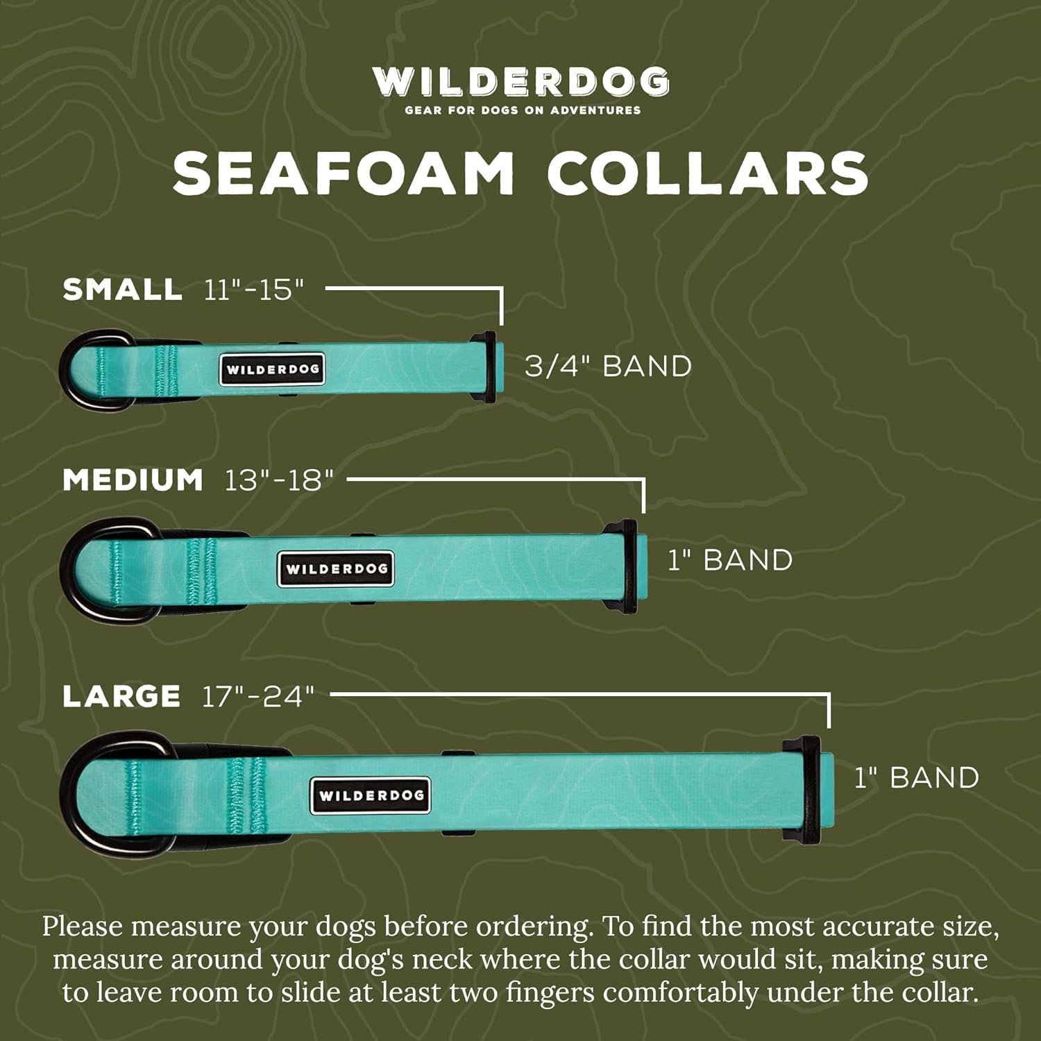 Wilderdog Waterproof Dog Collar - Repels Water & Dirt - Small 11''-15'' - Seafoam