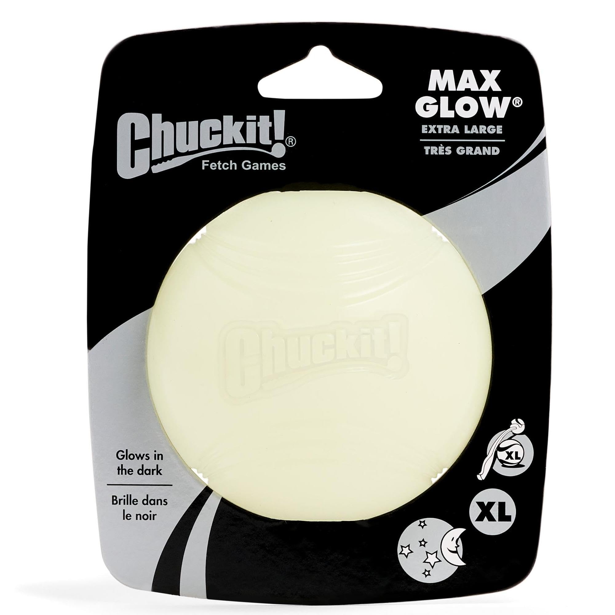 Chuckit! Glow in the Dark Bouncy Balls for Dogs, Medium 2.5 Inch, Rubber, Pack of 4, Cream, Model BCI012185-X4