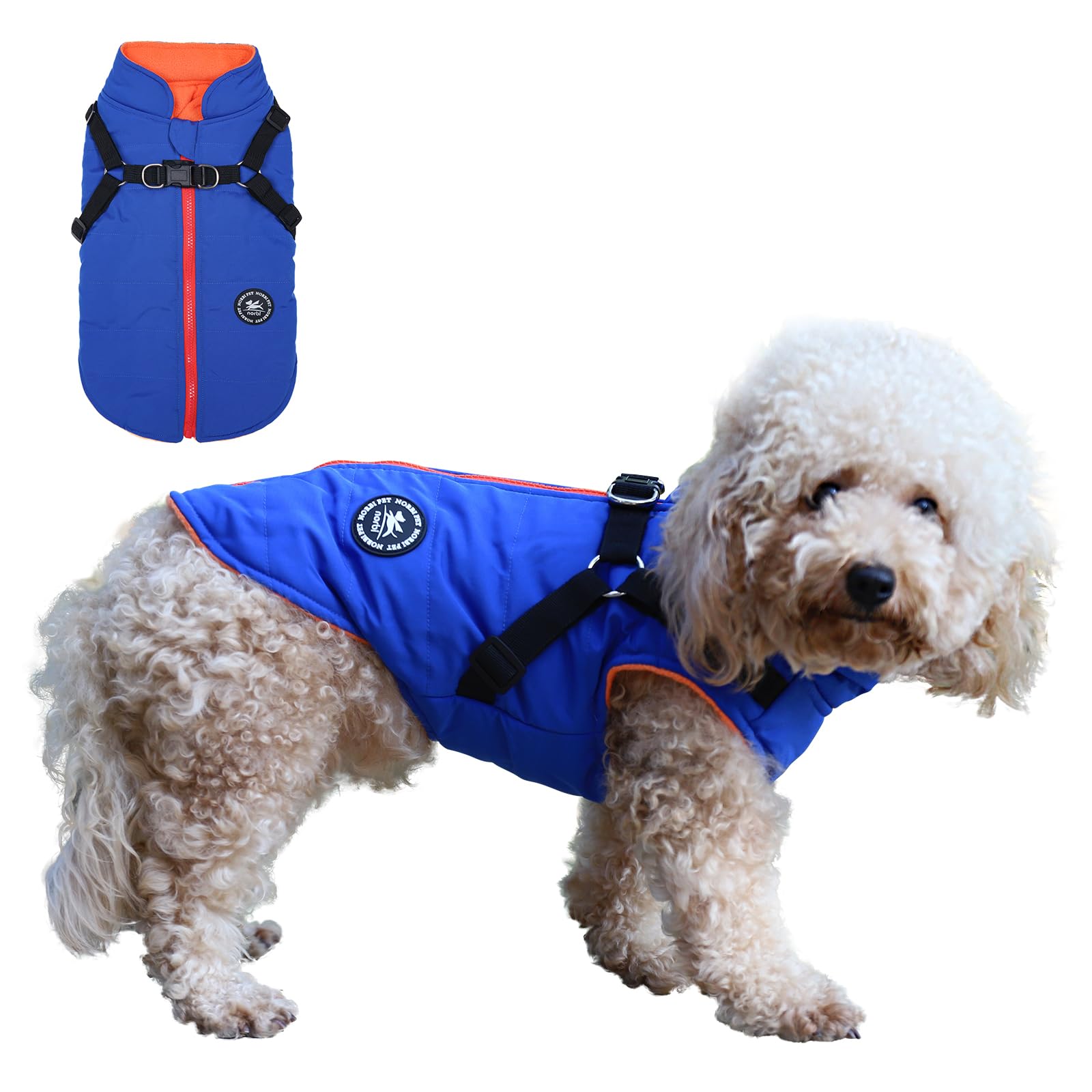 Norbi Dog Coat Winter Coat With Harness Built In, Dog Jacket Adjustable Warm Coats For Xl Size Dogs,Cold Weather Coats