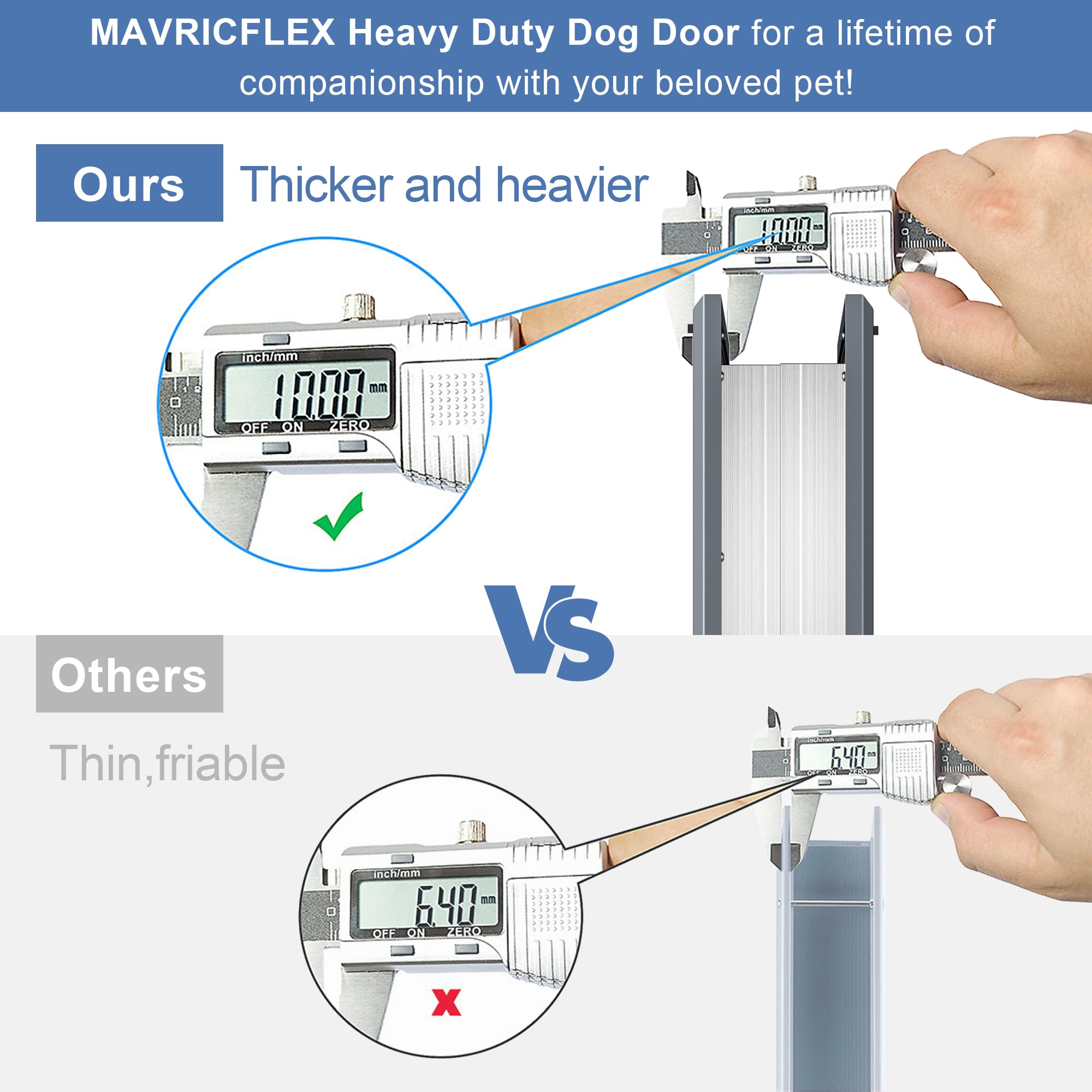 Mavricflex Heavy Duty Xl Dog Door With Sliding Lock Panel, Energy Efficient Rugged Aluminum Large Dog Door, Easy Installation, M
