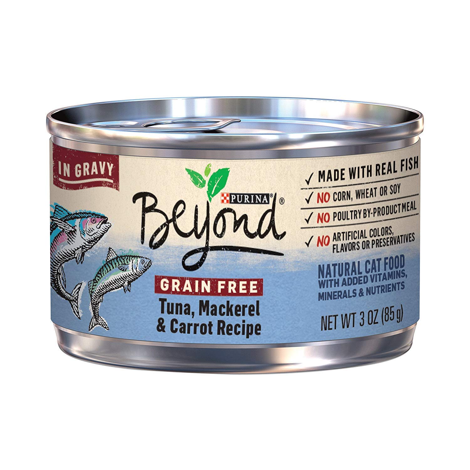 Purina Beyond Wild-Caught Tuna, Wild Alaskan Cod and Carrot Recipe In Wet Cat Food Gravy - (Pack of 12) 3 oz. Cans