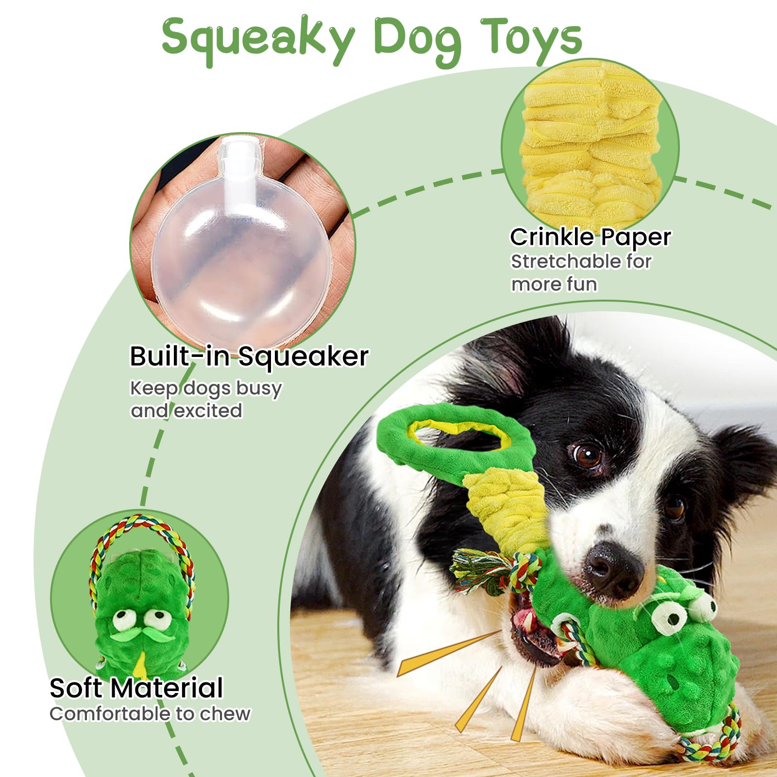 Yineya Squeaky Dog Toys For Large Dogs, Interactive Dog Toys, Puppy Toys To Keep Them Busy, Puppy Chew Toys For Teething, Tug Of