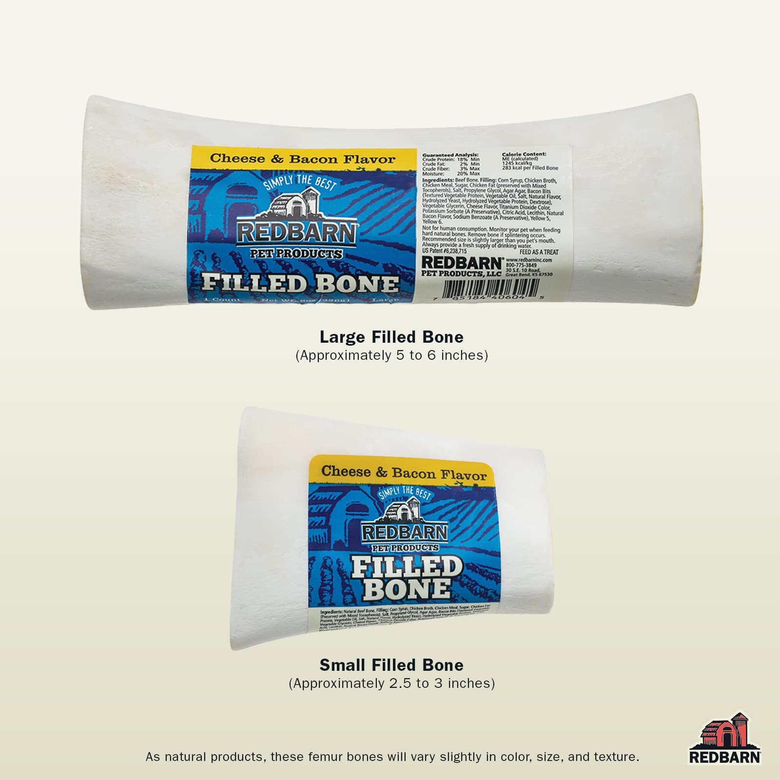 Redbarn Filled Dog Bones, Natural Long-Lasting Dental Treats; Suitable for Aggressive Chewers, Small (3) - 10 Bones (Cheese N B