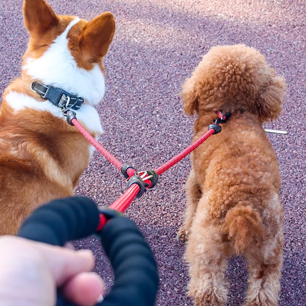 Mystercome Double Dog Leash 2 Way Coupler Anti Chew Dog Leash Extension Splitter Lead For 2 Small Dogs Walking (60Cm)