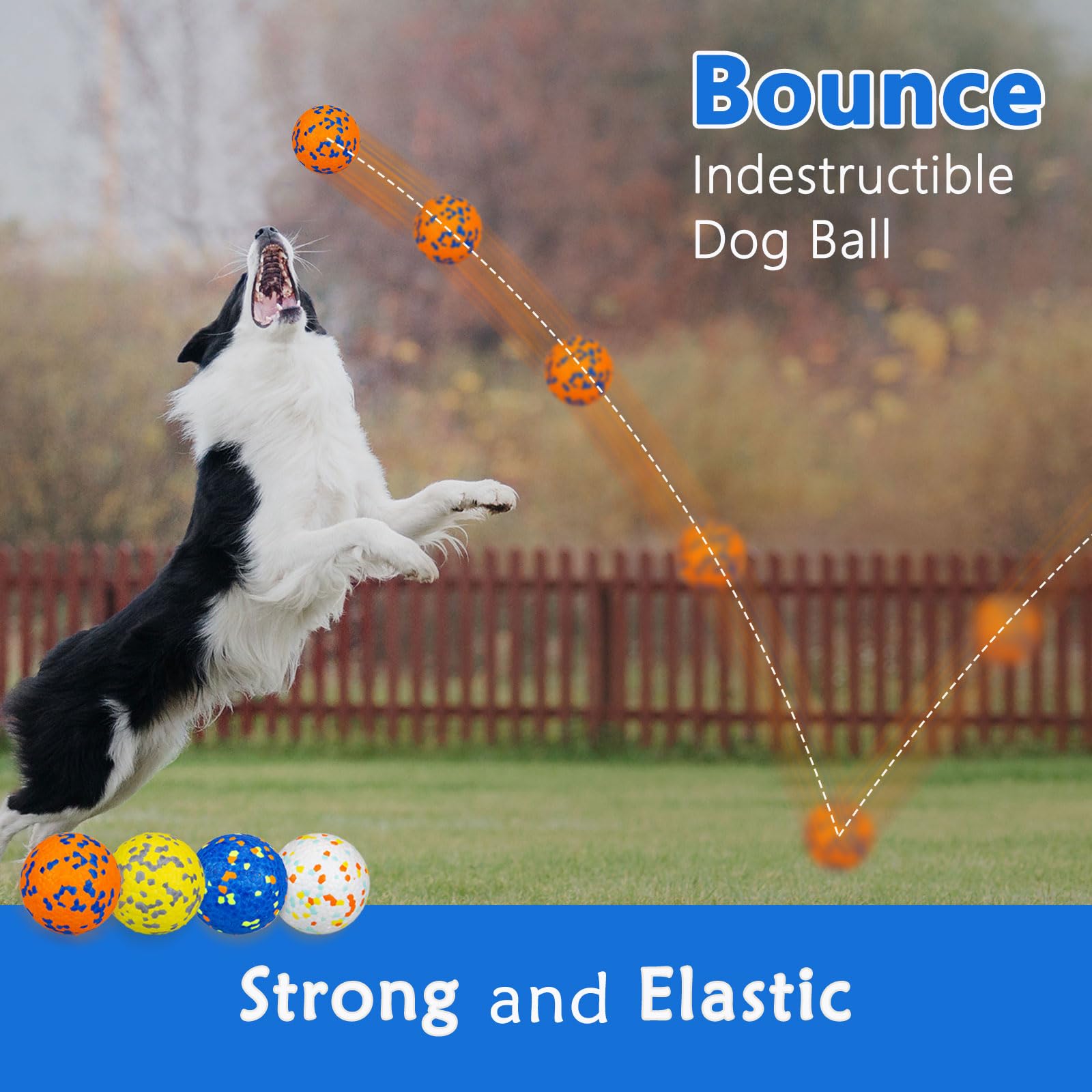 Poupua Indestructible Dog Tennis Balls For Aggressive Chewers, Indestructible Dog Balls For Fetch Game, Durable Bouncy Lightweig
