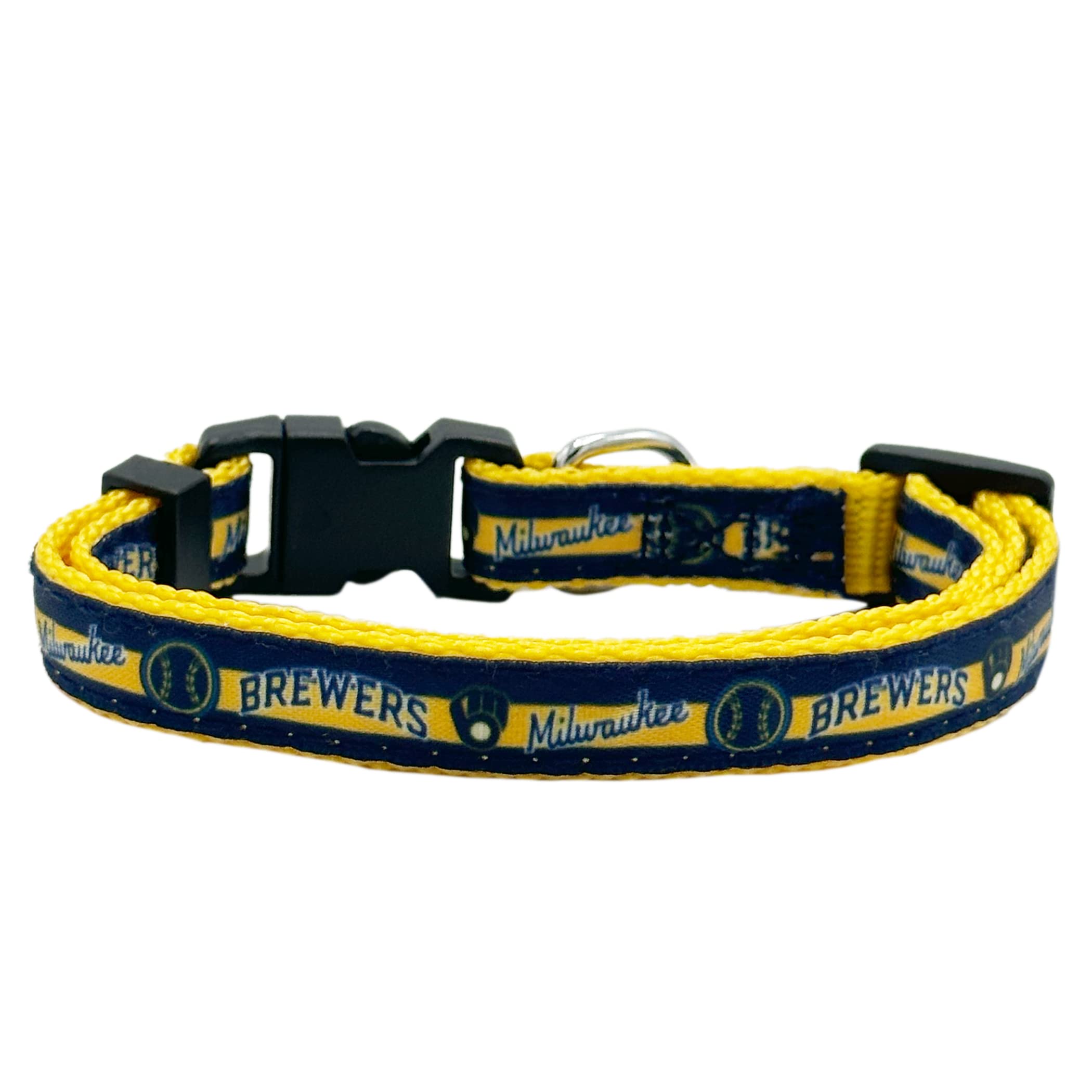 Pets First MLB Cat Collar - Satin Baseball Team Collar for Dogs & Cats, Milwaukee Brewers, Onesize, Model BRW-5034
