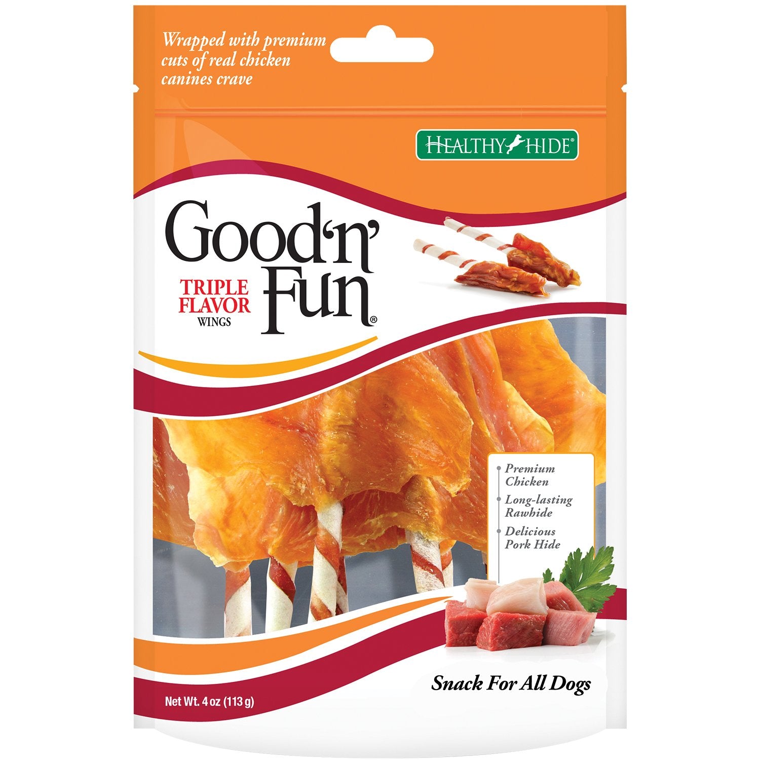 Good N Fun Triple Flavor Wings, Made with Real Meat, Treats for All Dog Sizes