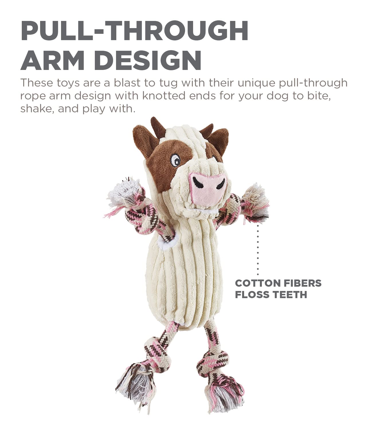 Outward Hound Cow Plush Squeaky Dog Toy - Small, Polyester, Ranch Roperz, Model 68560