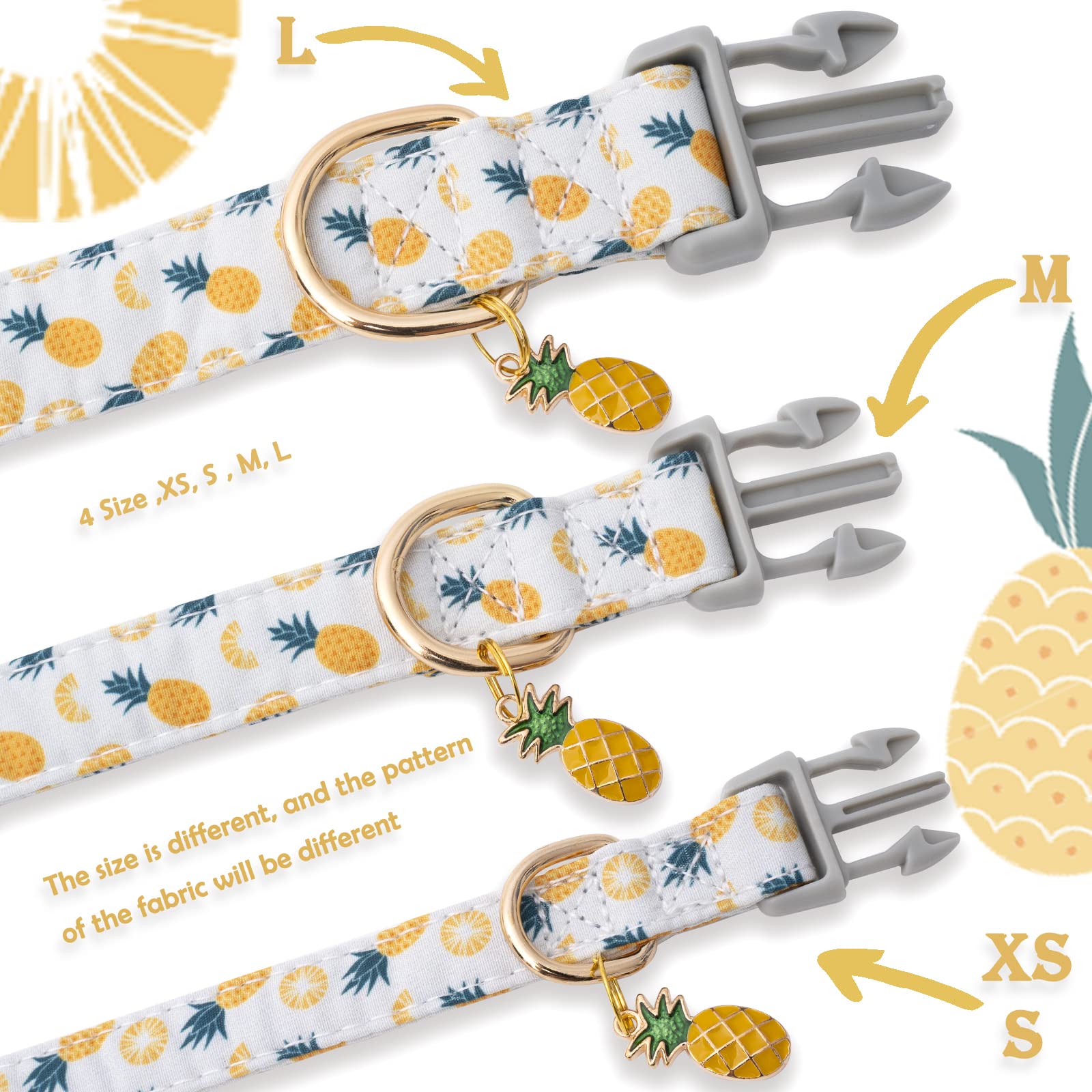 Faygarsle Cute Dog Collar For Girls Boy Dogs Soft Fancy Pet Collar With Pineapple Design Ideal Pink Summer Dog Collar For Small