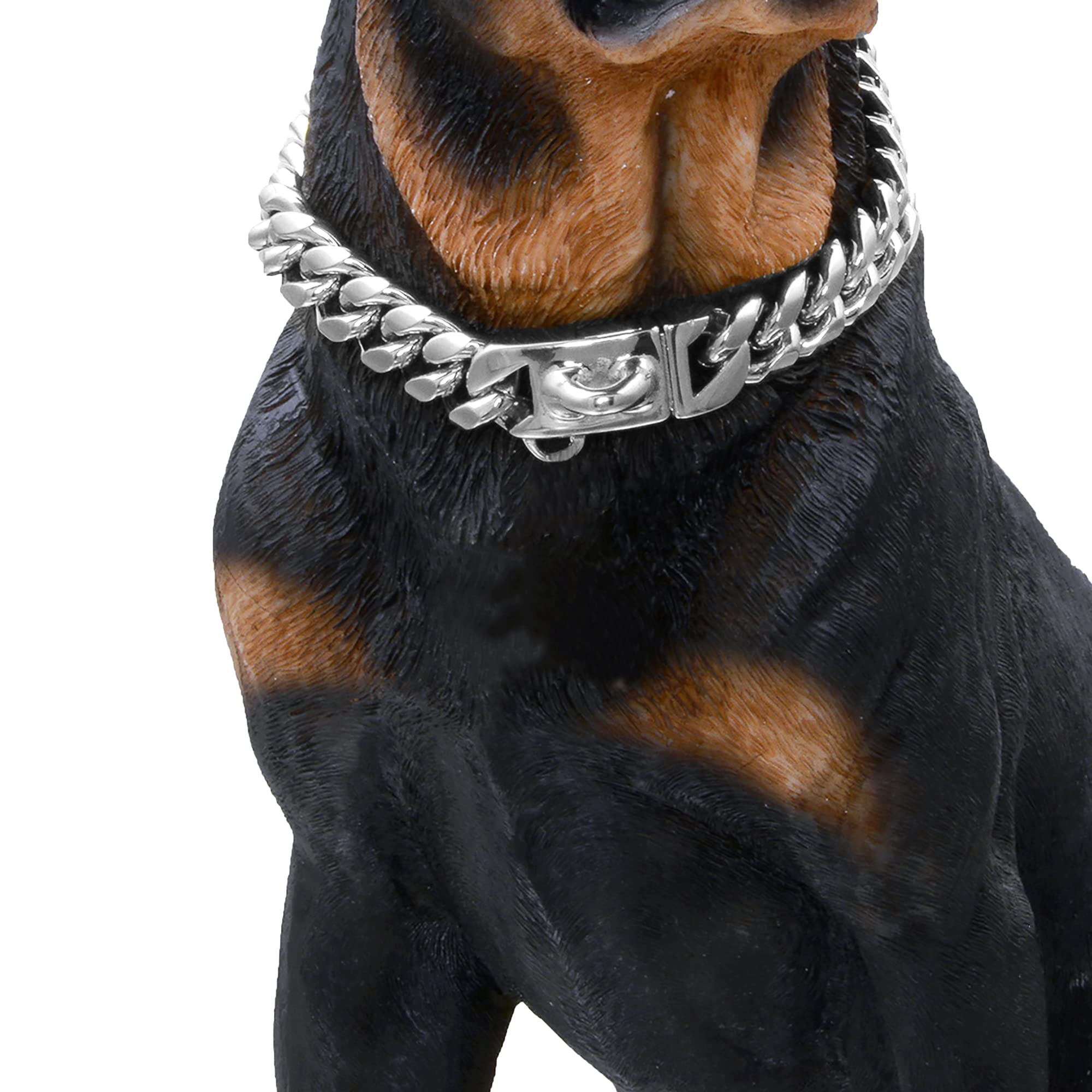 Baobote Gold Dog Chain Collar Walking Metal Chain Collar With Design Secure Buckle,14Mm Heavy Duty Cuban Link Chain Training Col
