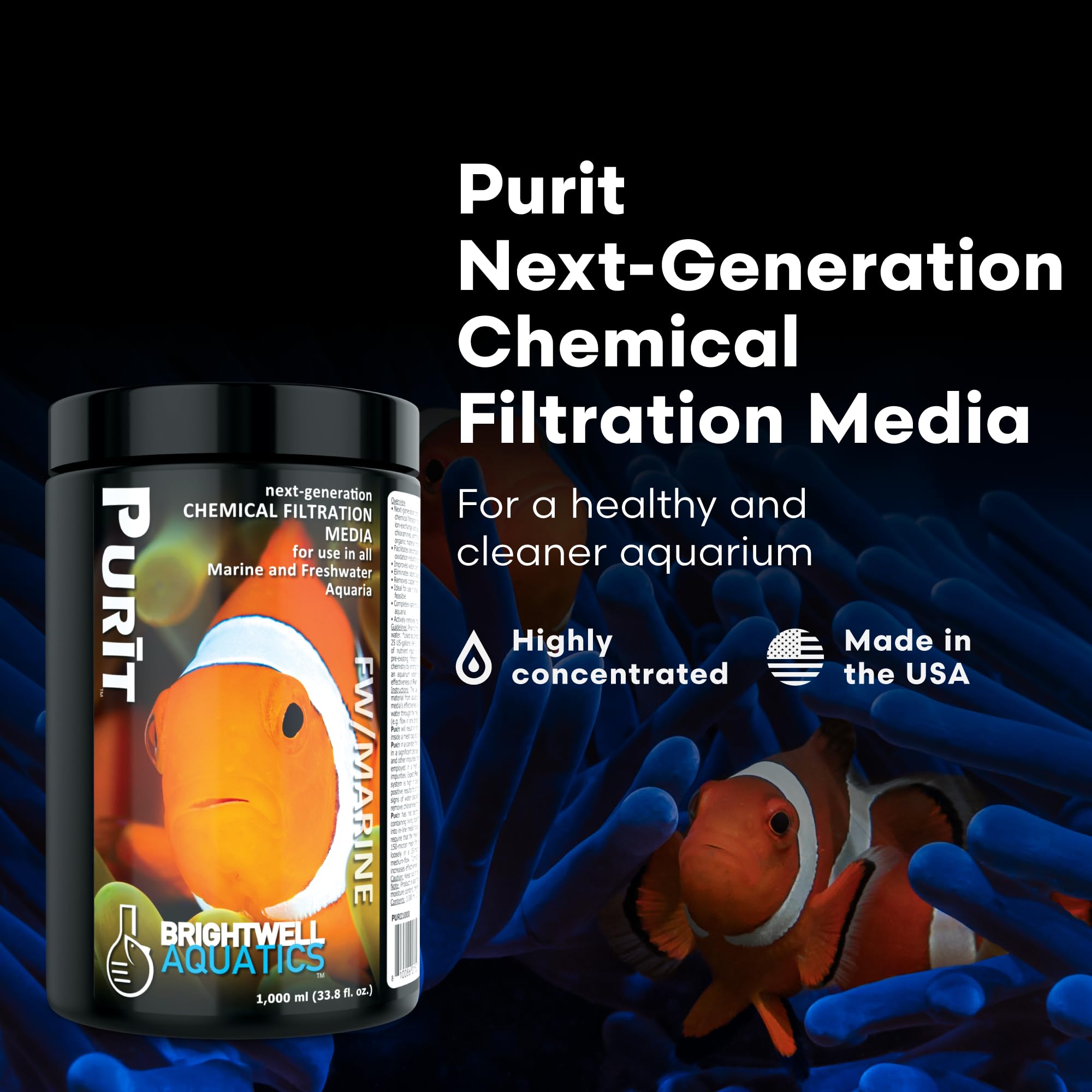 Brightwell Aquatics - Purit Next-Generation Chemical Filtration Media - for use in All Marine and Freshwater Aquaria - Aquarium