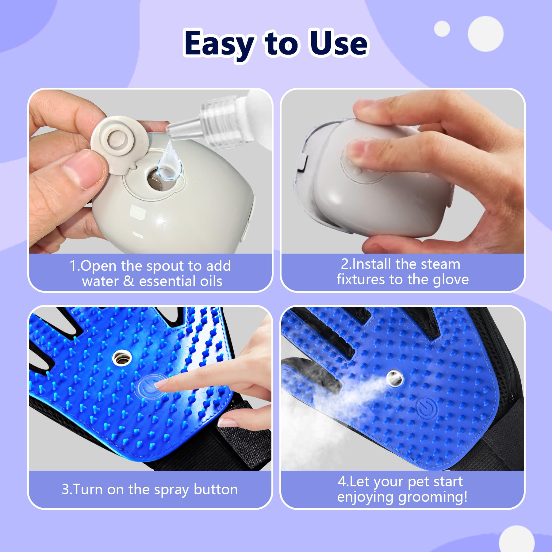 Oiuyamn Pet Steam Grooming Gloves, Cat Grooming Steam Gloves, Dog Washing Gloves, Pet Grooming Gloves For Dogs & Cats, Desheddin