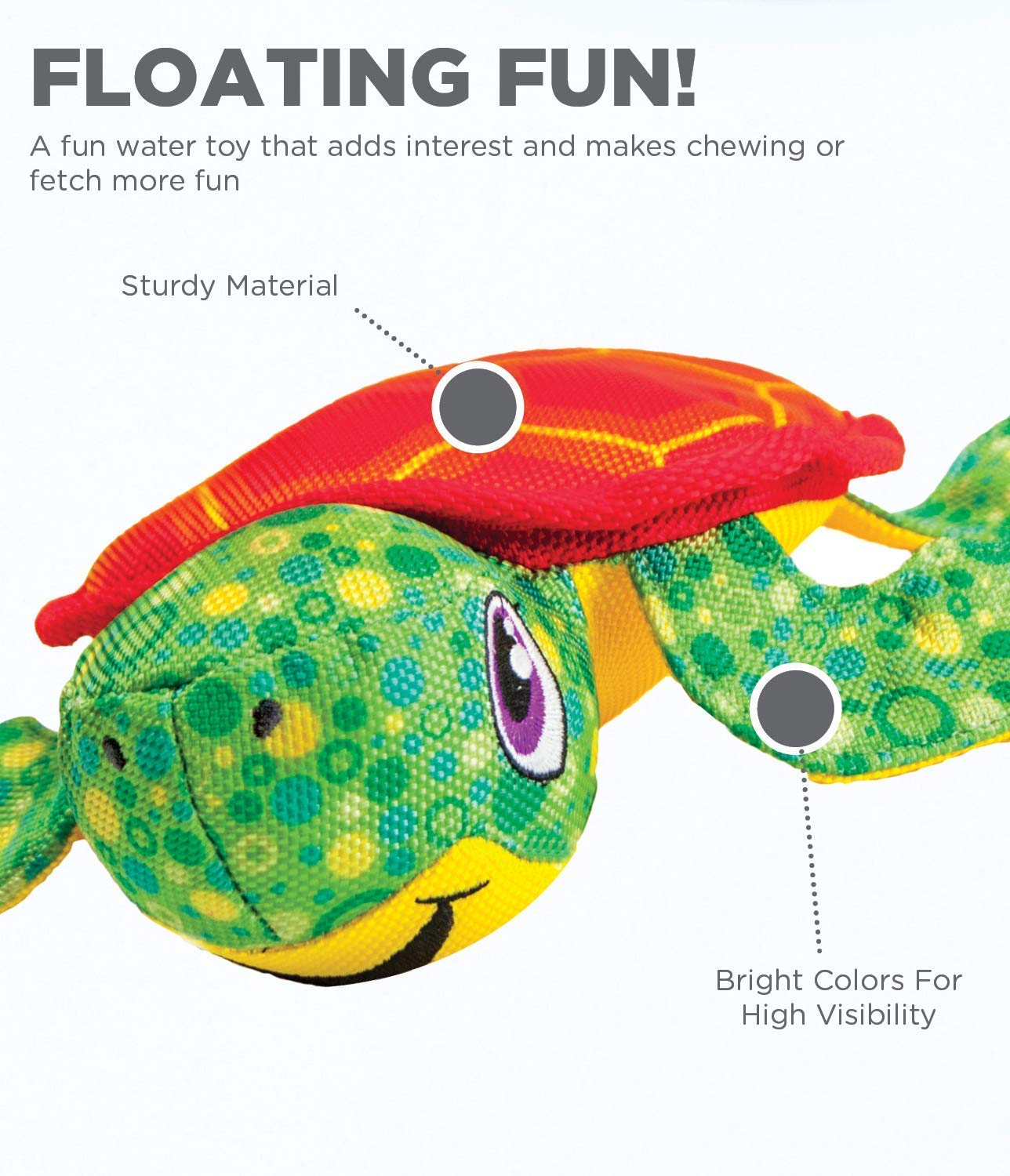 Outward Hound Floatiez Turtle Interactive Dog Toy, Medium, Green Nylon, Model 67876