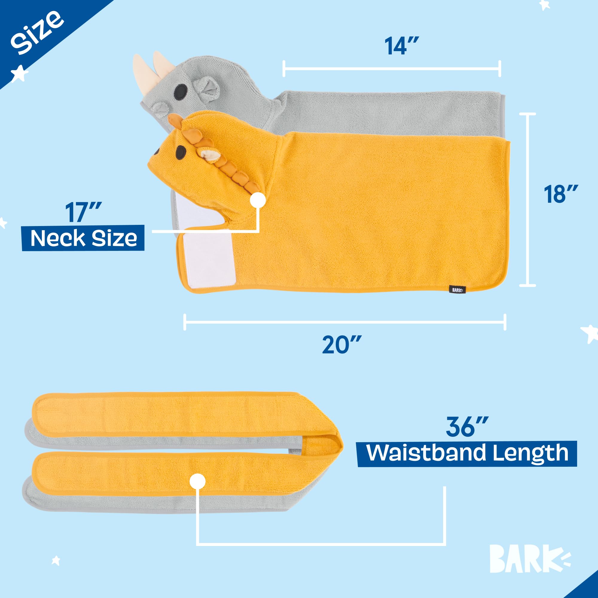 Barkbox - Premium Absorbent Hooded Dog Bathrobe Towel Bundle - Quick Drying Pet Towel For Bath & Beach Trips - Luxurious & Soft Bathrobe Towel For Dogs Of All Breeds - Lion & Rhino - Small