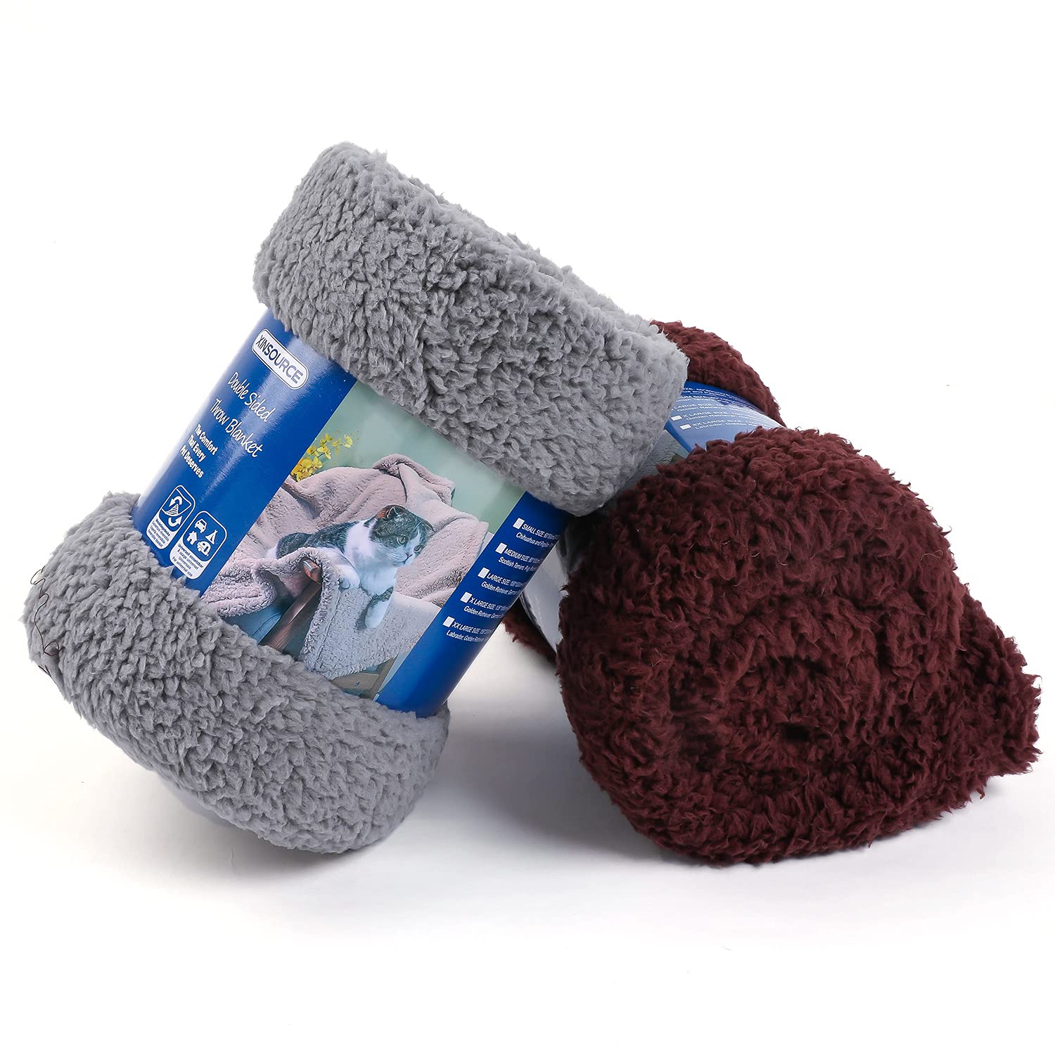 Xinsource 2 Pack Dog Blanket For Medium Size Dogs Cats Soft Sherpa Fleece Pet Blanket Throw For Sofa, Couch Thick Durable Pet Be