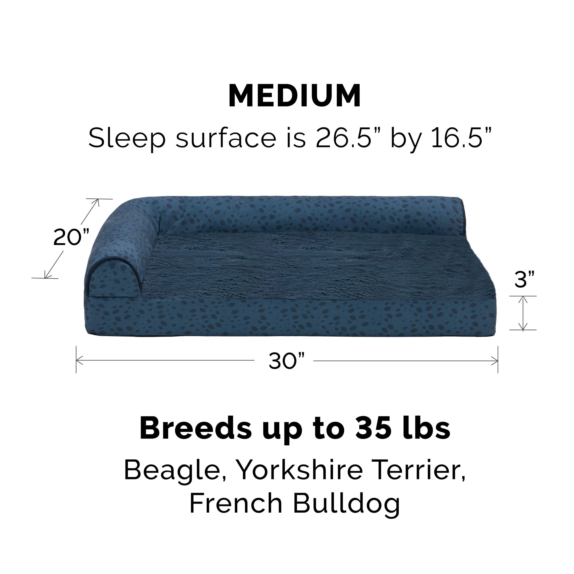 Furhaven Cooling Gel Dog Bed For Medium/Small Dogs W/ Removable Bolsters & Washable Cover, For Dogs Up To 35 Lbs - Plush & Almon