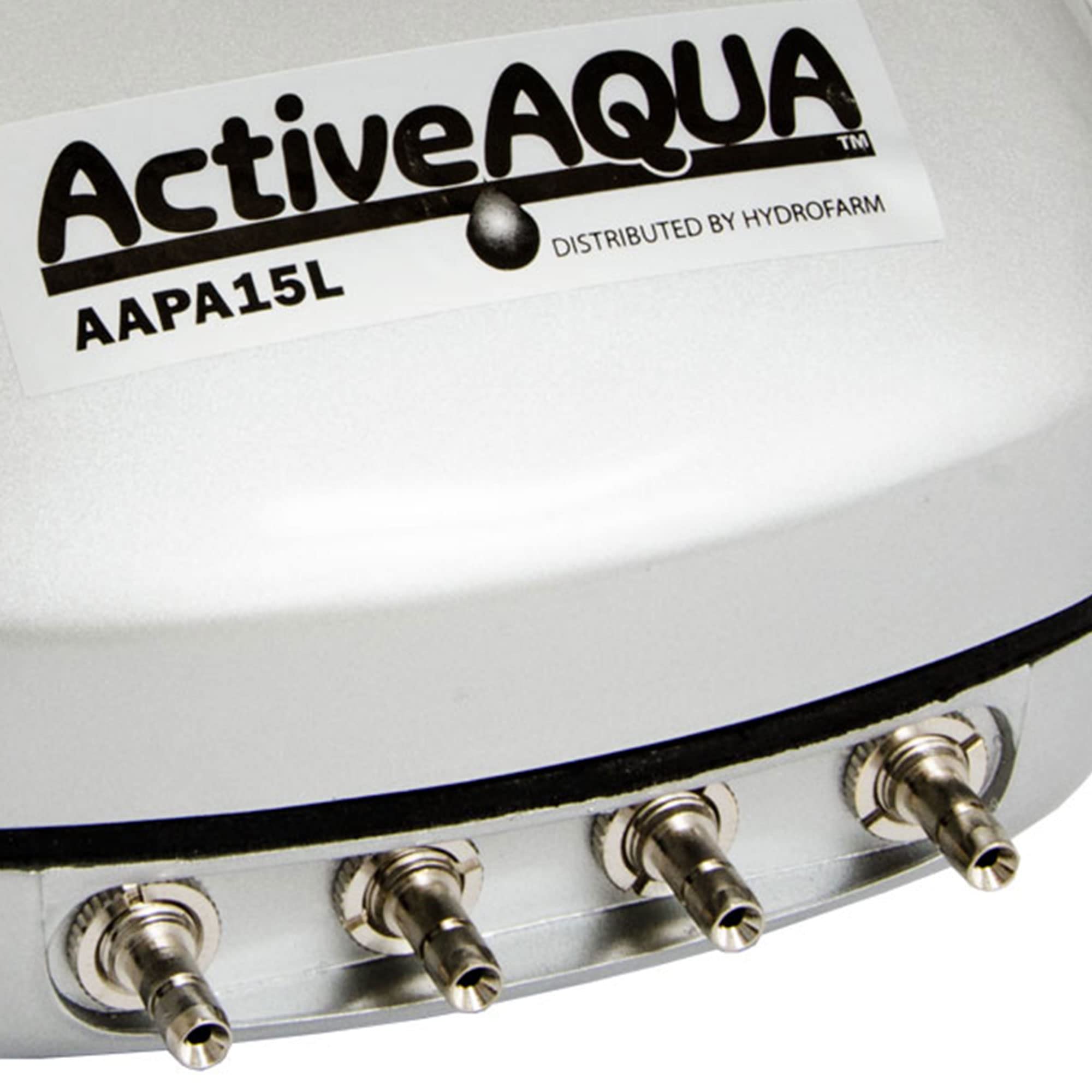 Hydrofarm Aapa15L Active Aqua, 4 Outlets, 6W, 15 L/Min Air Pump, Silver,Grey