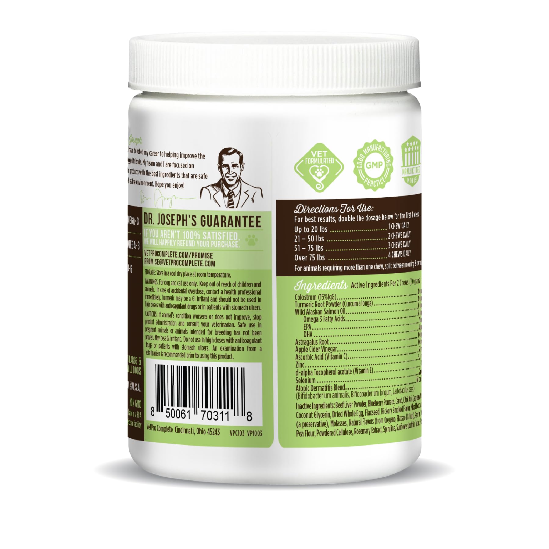 VetPro Advanced Allergy Support for Dogs - 120 Count - Helps Seasonal Allergies, Itchy Skin, Immunity with Salmon Oil & Probiotics