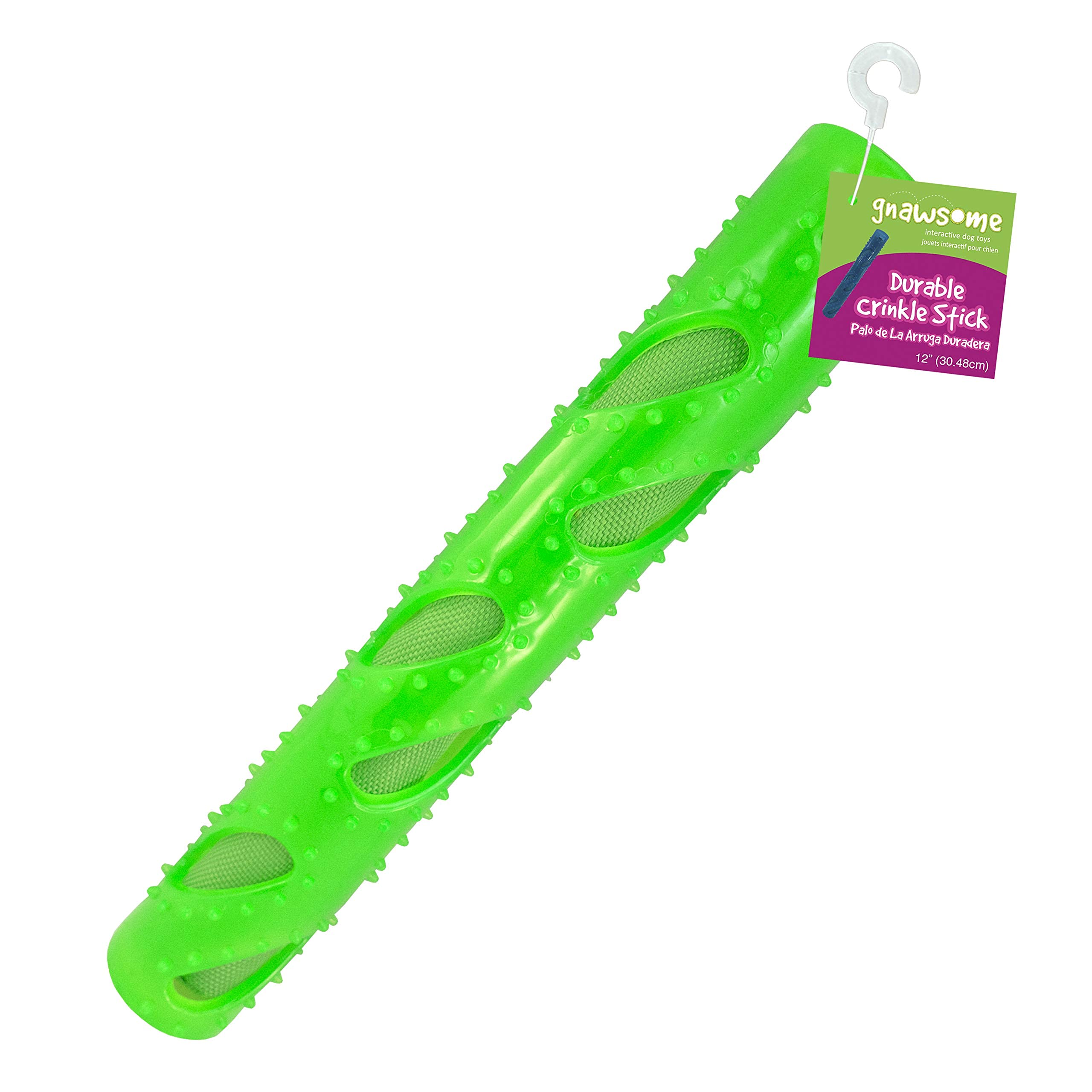 Gnawsome Dog Toys - 12    Crinkle Stick - Dental & Gum Wellness - Stimulating Fun - Hidden Squeaker - Durable for Heavy Chewers 