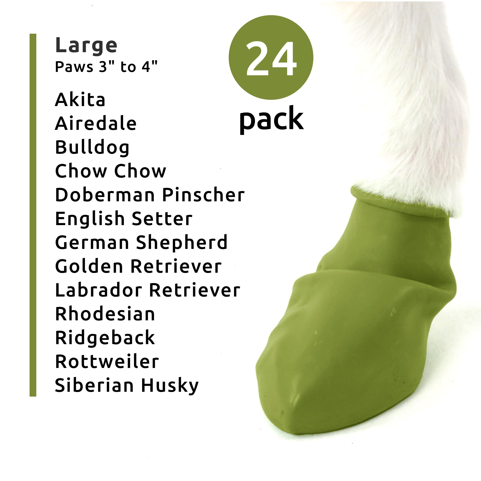 PawZ Rubber Dog Boots for Paws up to 4, 24 Total (2 Packs of 12) - All-Weather Dog Booties for Hot Pavement, Snow, Mud, and Rain