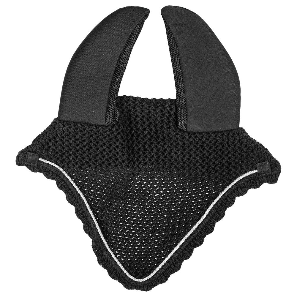 Dura-Tech Quiet & Cool Ear Bonnet | Color Black | Enhanced Horse Focus | Durable Mesh and Neoprene Construction | Elegant Croche