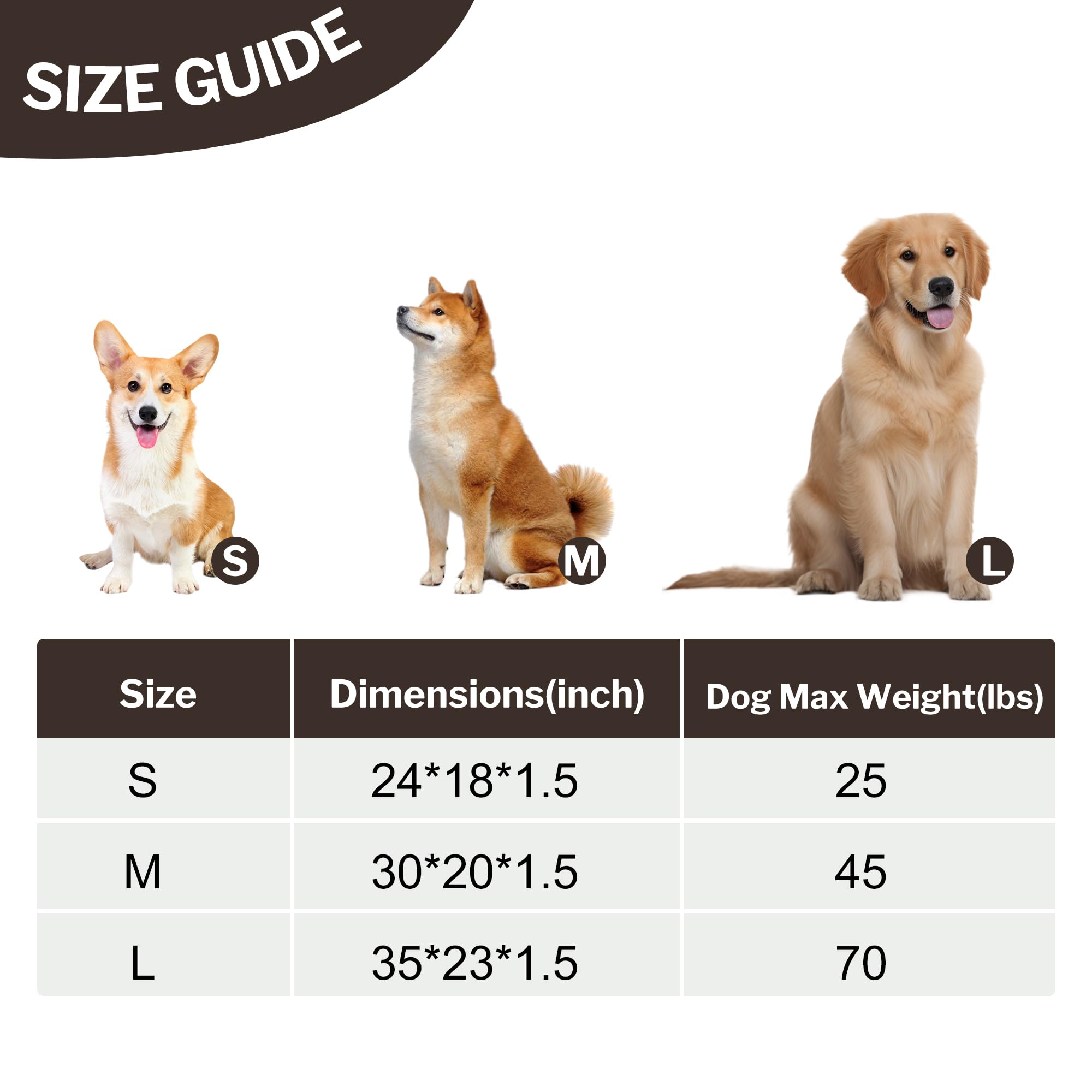 Dog Bed Crate Mat, Soft Durable Washable Anti-Slip Kennel Pad for Dogs & Cats, Reversible (Dark Brown, M(30*20*1.5))