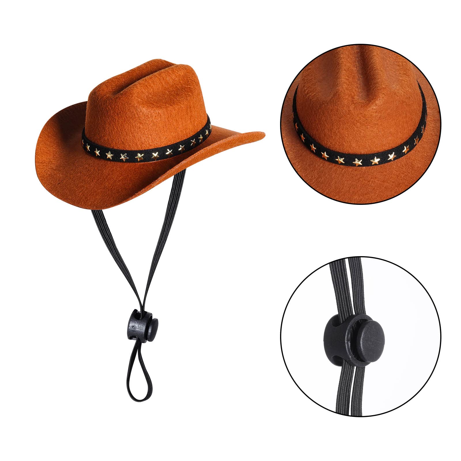 Choyaxo Pet Cowboy Costume Cosplay Cap Halloween Costumes For Dogs Cat Pet Party Decoration Mini Cowboy Hat (Brown, Medium)