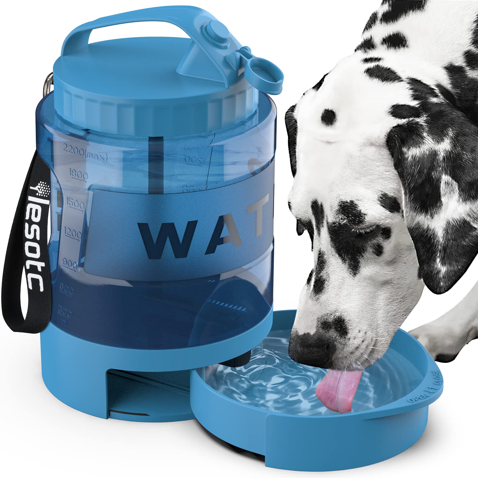 Dog Water Bowl Dispenser 77Oz, Large Pet Dog Water Bottle Portable With Pull-Out Travel Water Bowl For Dogs, Portable Water Bowl For Dogs On The Go, Camping Essentials Hiking Traveling Accessories