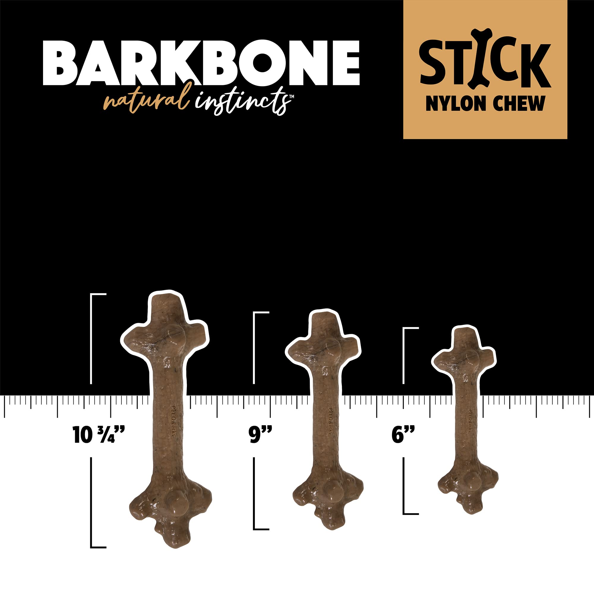 Pet Qwerks Nylon Stick Barkbone - Durable Dog Toys For Aggressive Chewers - Peanut Butter Flavor - 6'