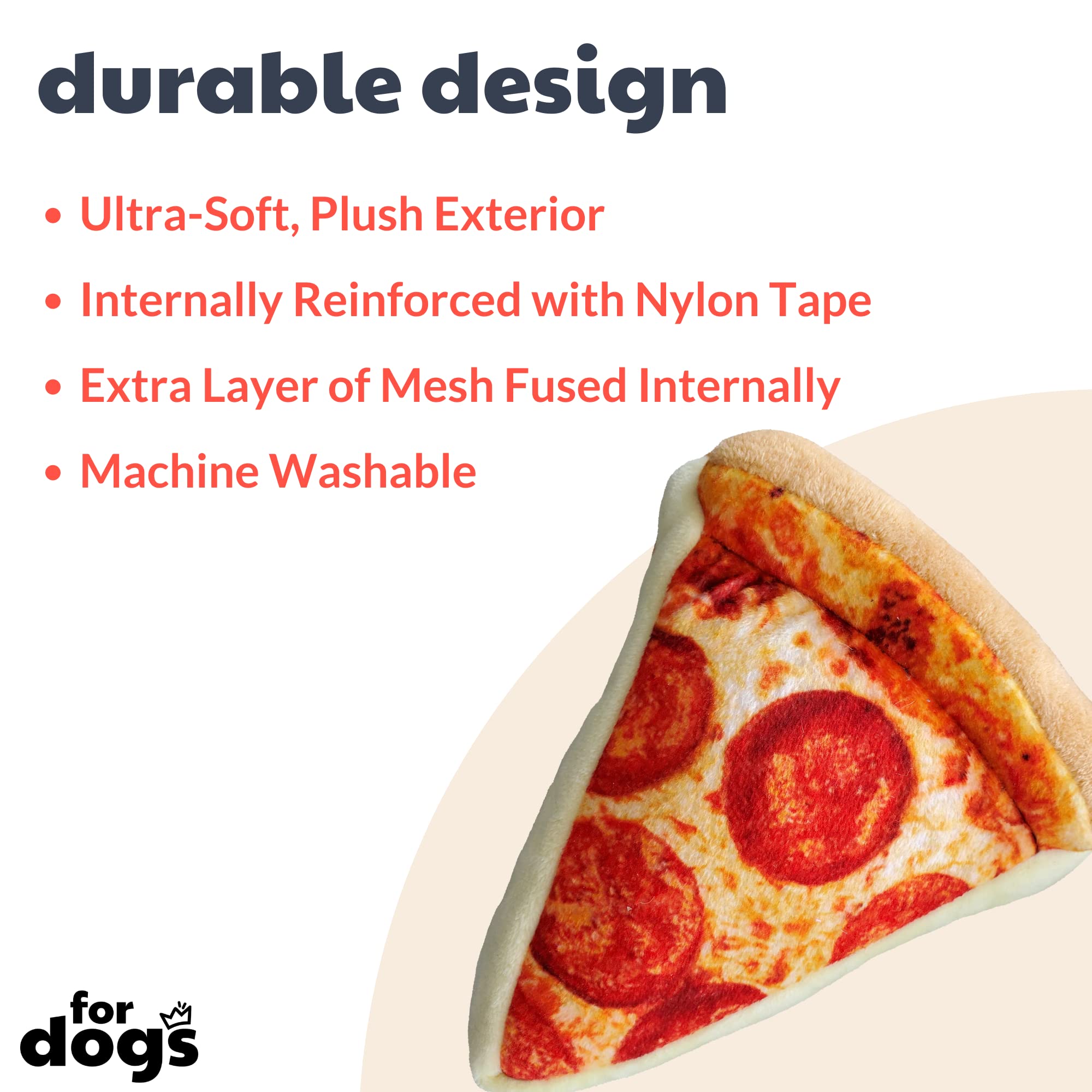 Huxley & Kent For Dogs | Pup-Eroni Pizza (Large) | Power Plush Dog Toy With Squeaker | Funny Dog Toy | Cute Dog Toy | H&K Squeaky Dog Toy