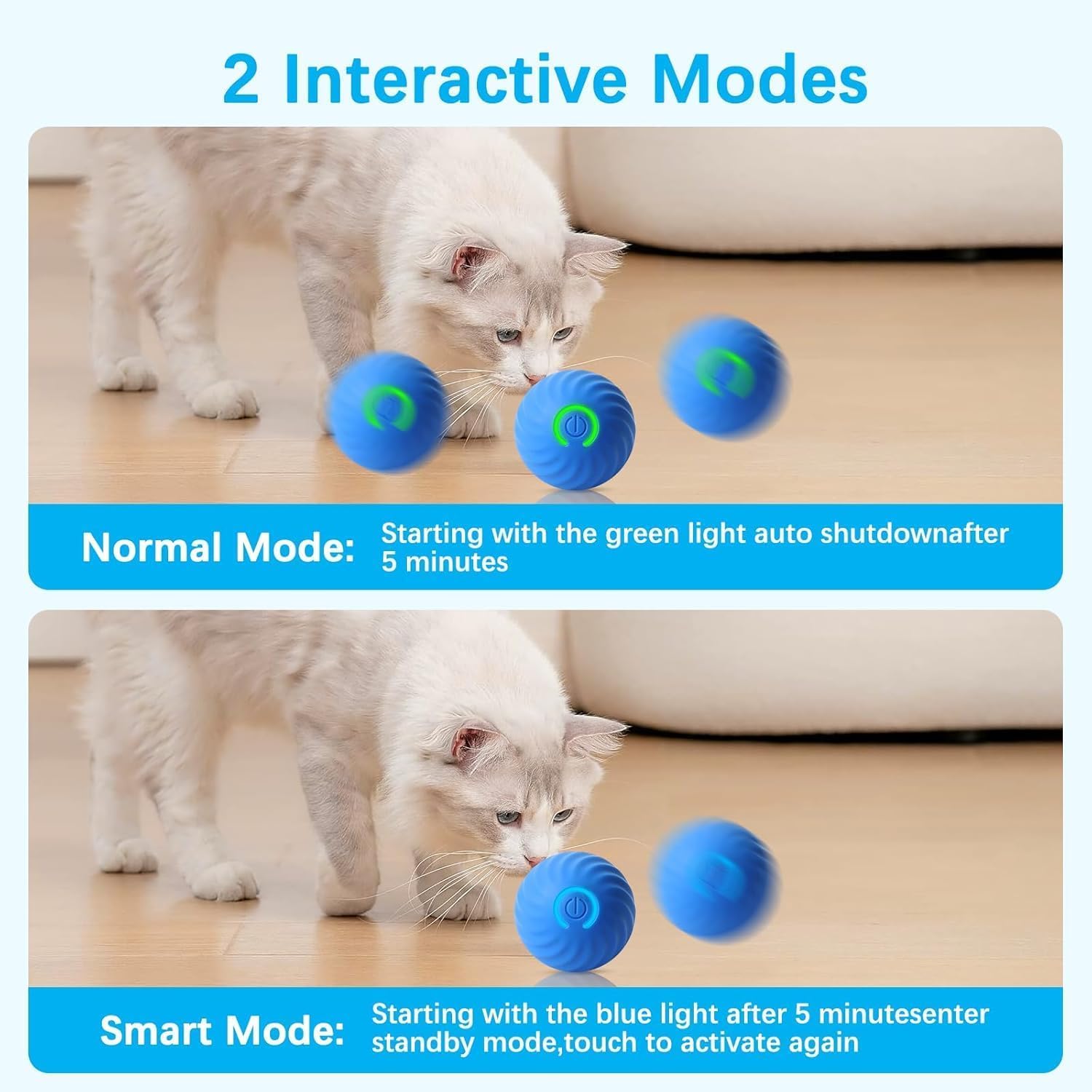 Zelikovitz Interactive Cat Toys, Fast Bouncing & Rolling Ball In Play Mat, Automatic Motion Activated Moving Ball Hide And Seek