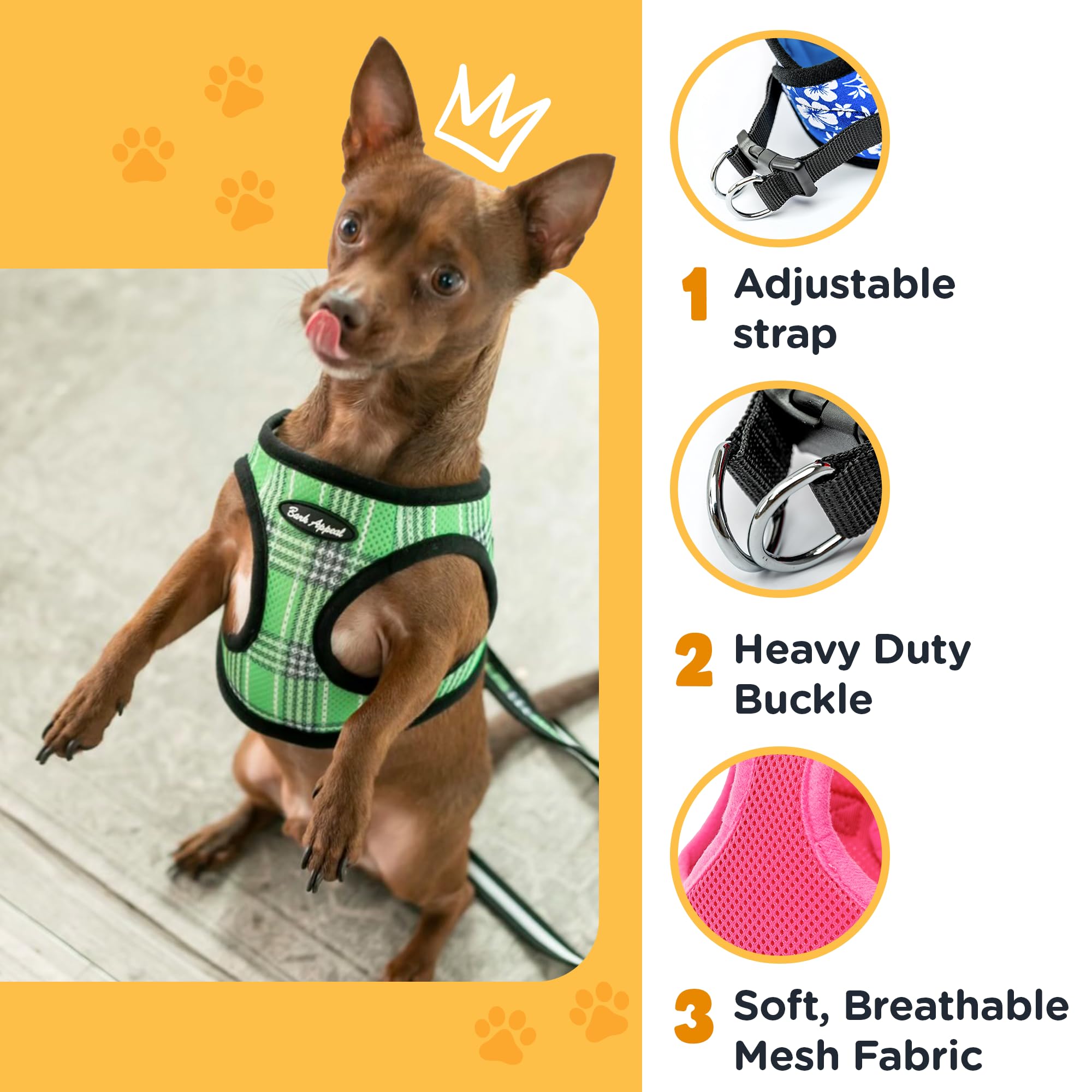 Bark Appeal Reflective Mesh Step In Harness (Red, M)