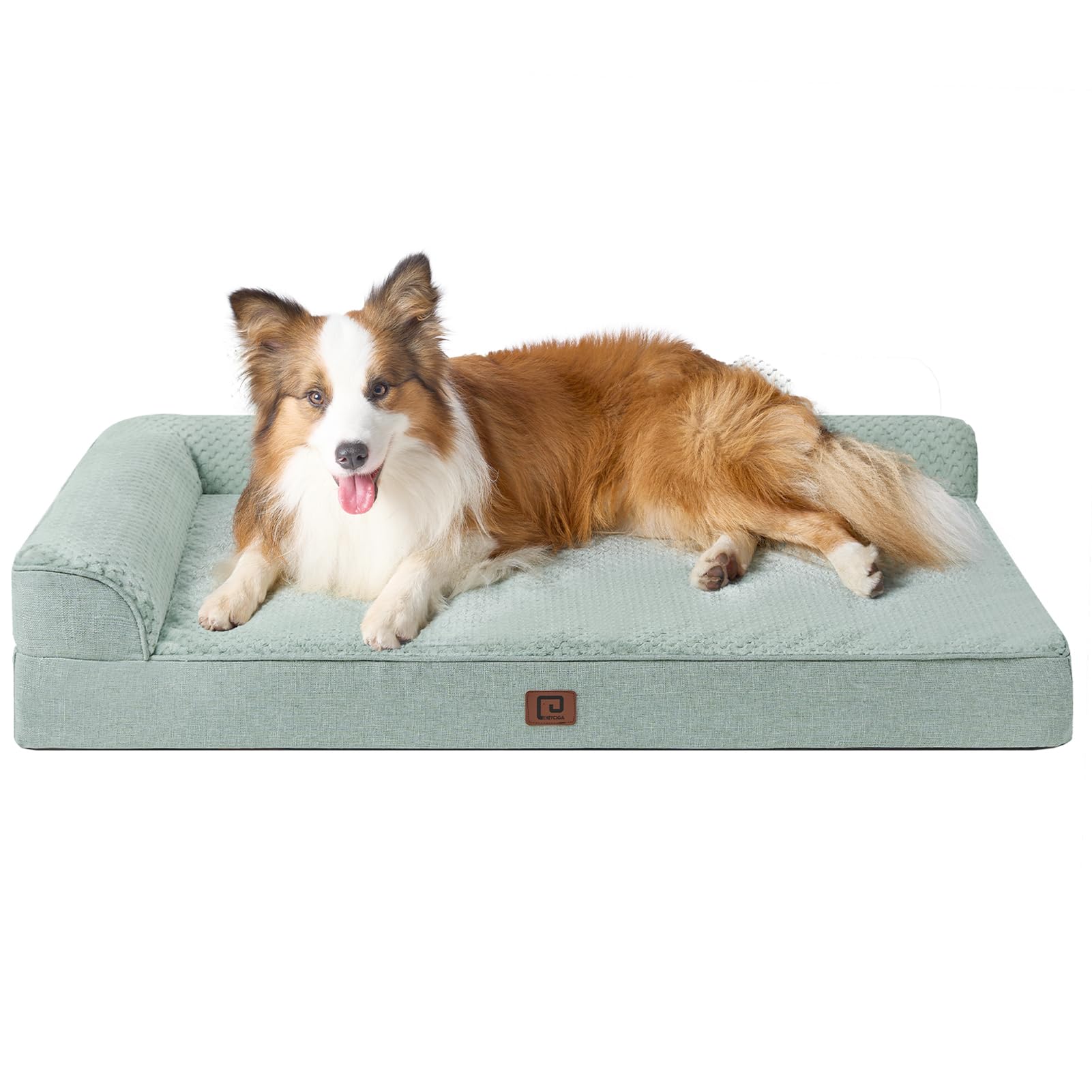 Eheyciga Memory Foam Orthopedic Dog Beds Large Sized Dog, Washable Dog Bed With Waterproof Lining Removable Cover, Big Dog Bed Sofa With Nonskid Bottom Pet Couch Bed, 41X27 Inches, Greyish Green