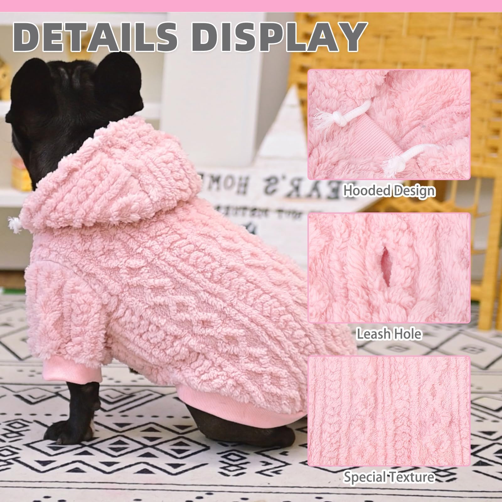 Kooltail Fleece Dog Sweater Hoodie For Small Medium Large Dogs - Super Soft Fall Dog Clothes Hat Hooded Sweatshirt With Leash Ho