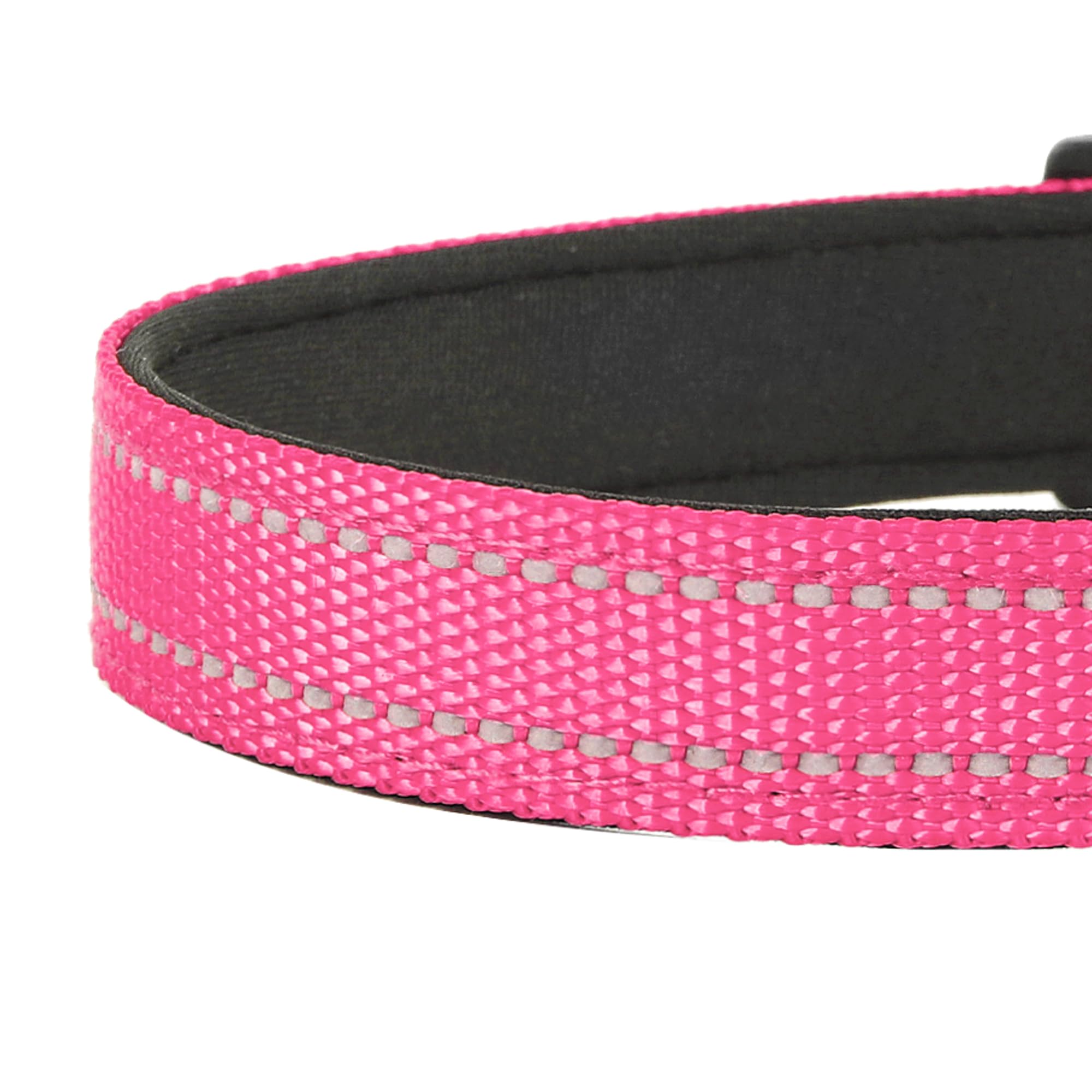 Pwod Reflective Dog Collar, Adjustable Soft Neoprene Padded Nylon Pet Collars With Buckle For Small Dogs, Hotpink,S