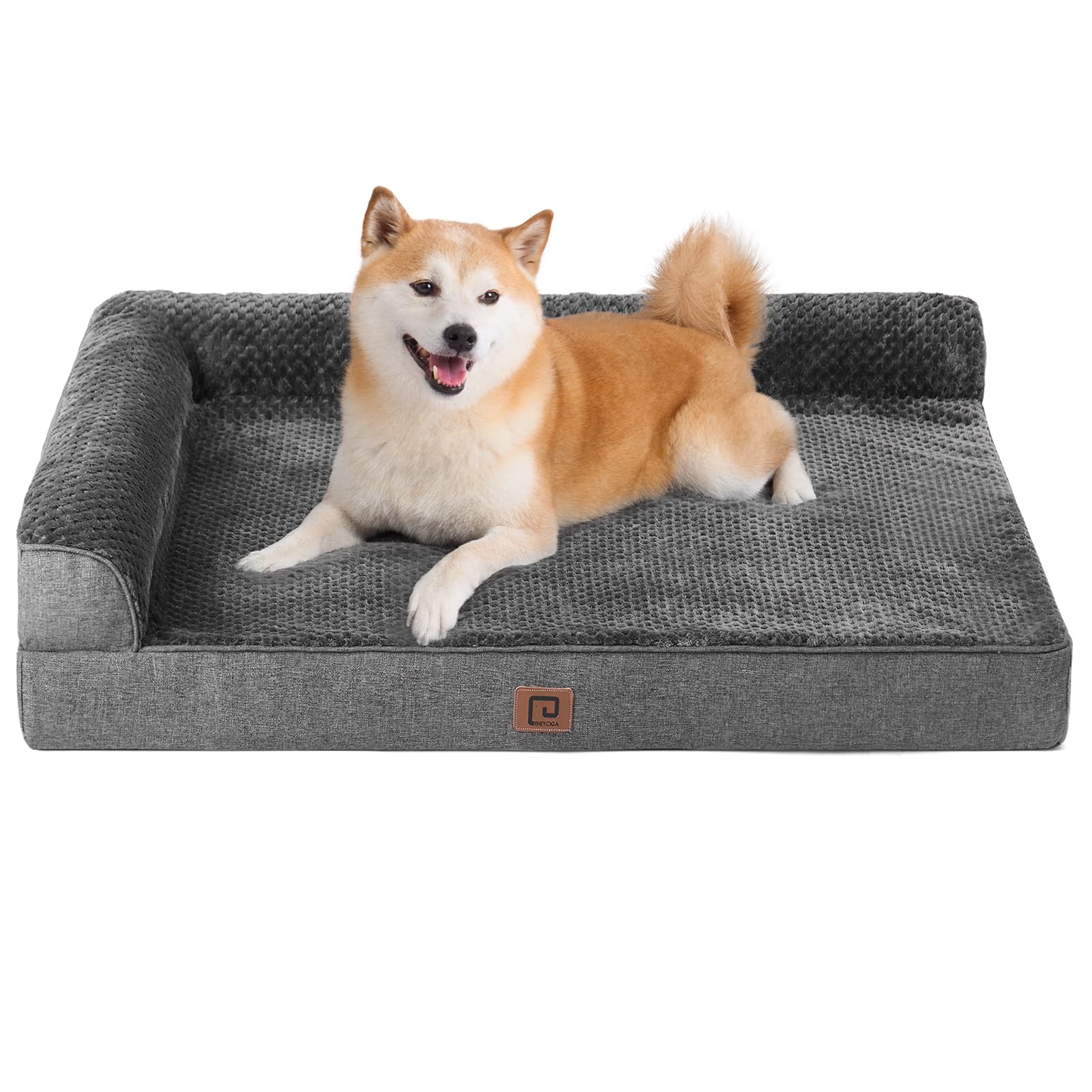 Eheyciga Memory Foam Orthopedic Dog Beds Large Sized Dog With Waterproof Lining, Washable Dog Sofa Bed With Removable Cover And Nonskid Bottom For Crate Pet Couch Bed, 35X23 Inches, Dark Grey