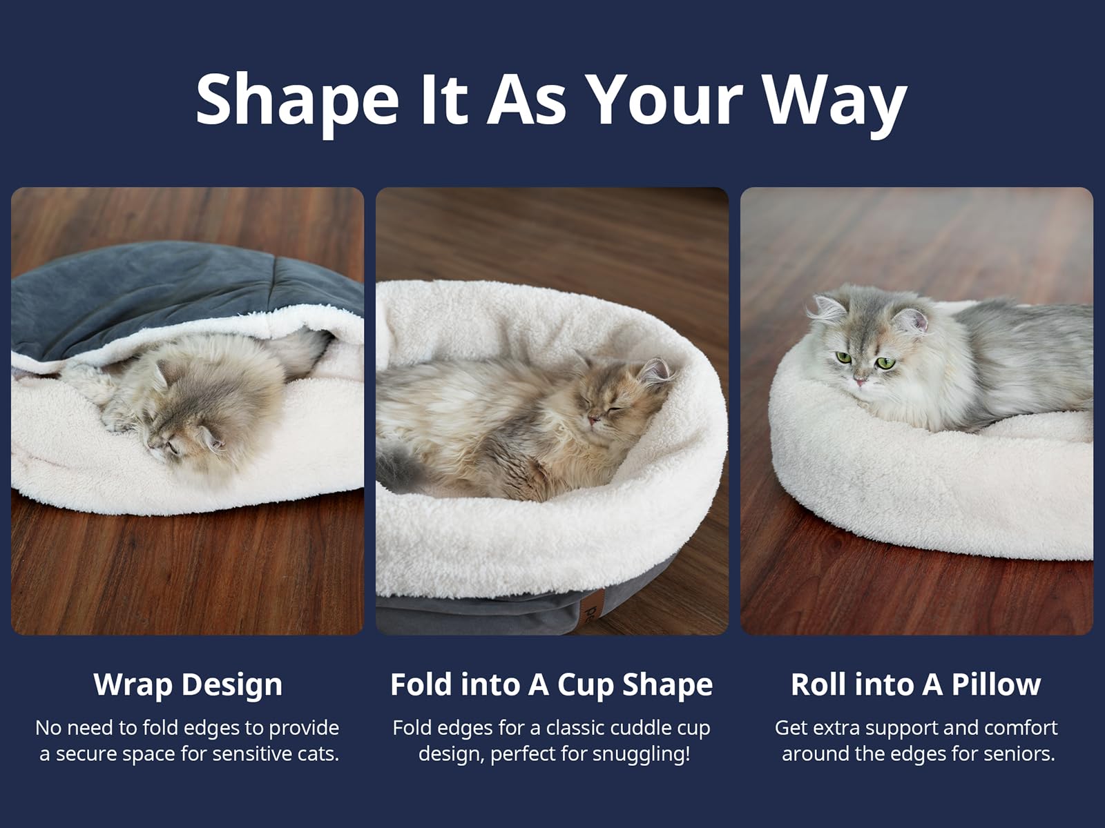 Petace Self Warming Cat Bed, 17.7'' X 13.7'' Anti-Slip Soft Round Thermal Pet Cushion Bed For Kittens, Cats, Puppies And Small D
