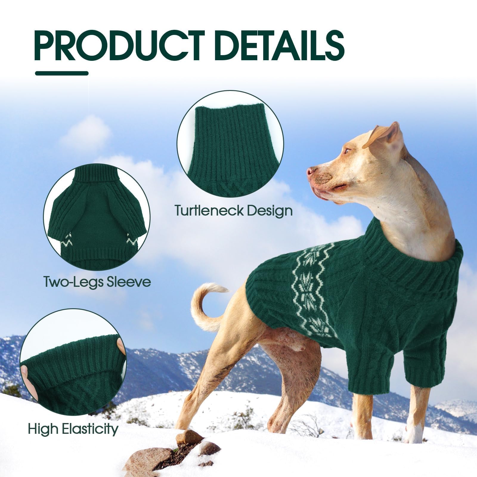 Kuoser Small Dog Sweater, Christmas Clothes, Pullover Puppy Knitwear Apparel For Small Dogs Boy Girl Yorkie Chihuahua, Green Xs