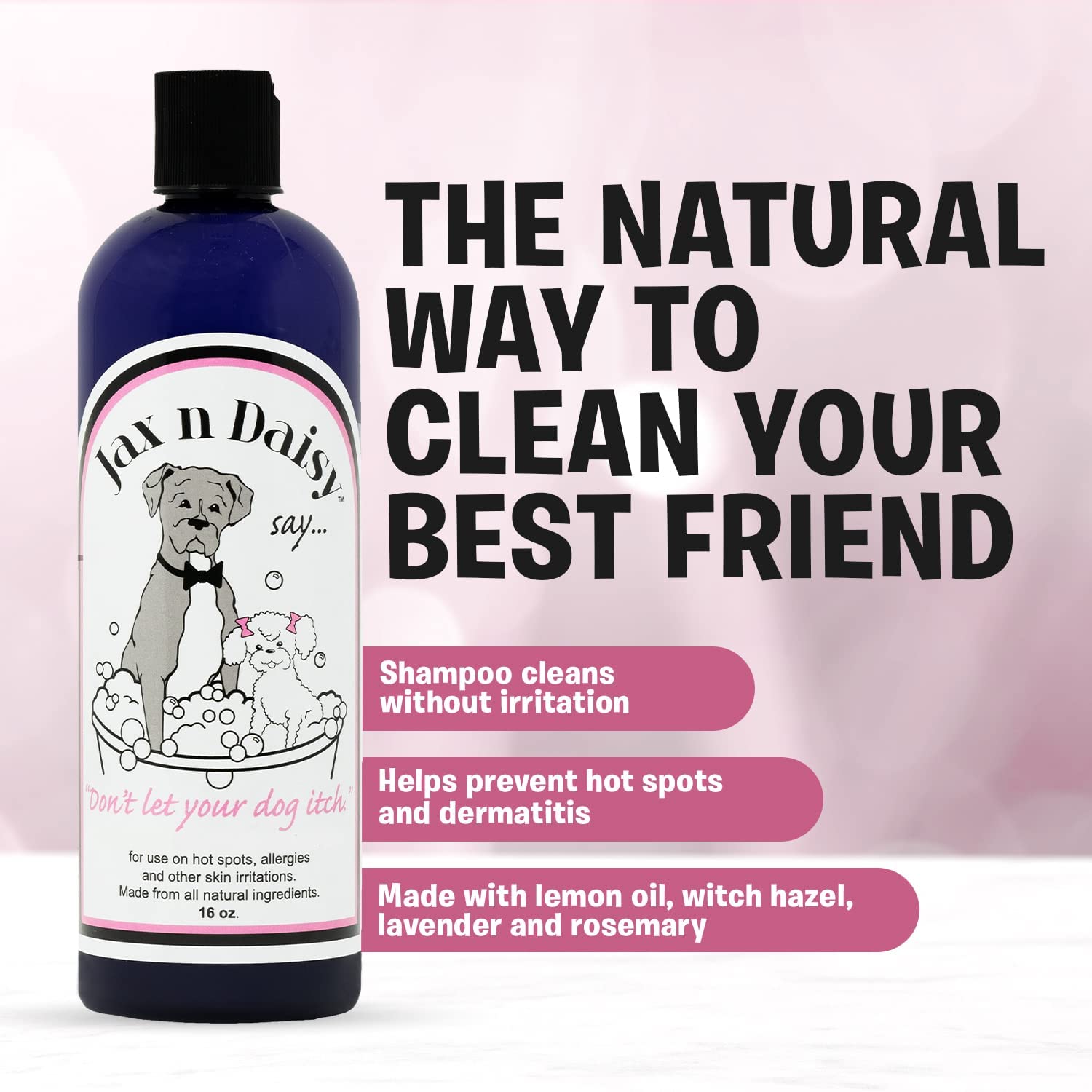 Jax N Daisy Dog Shampoo - Gentle Allergy Relief for Dogs - Eliminates Odors & Fleas - Soothes Itchy Skin - Perfect for Puppies!